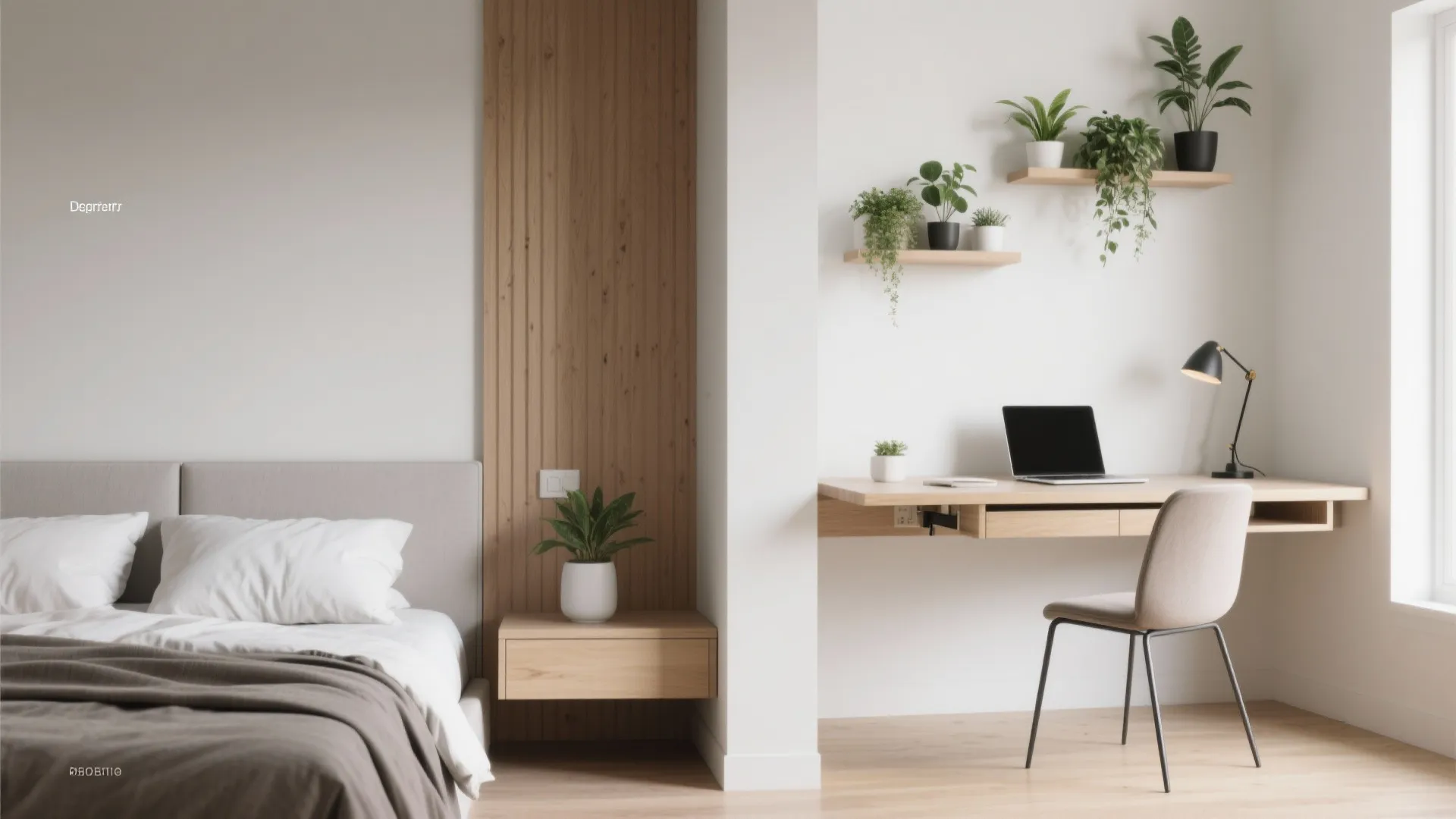 5. Make the wall multi-functional: fold-down desk or plant wall