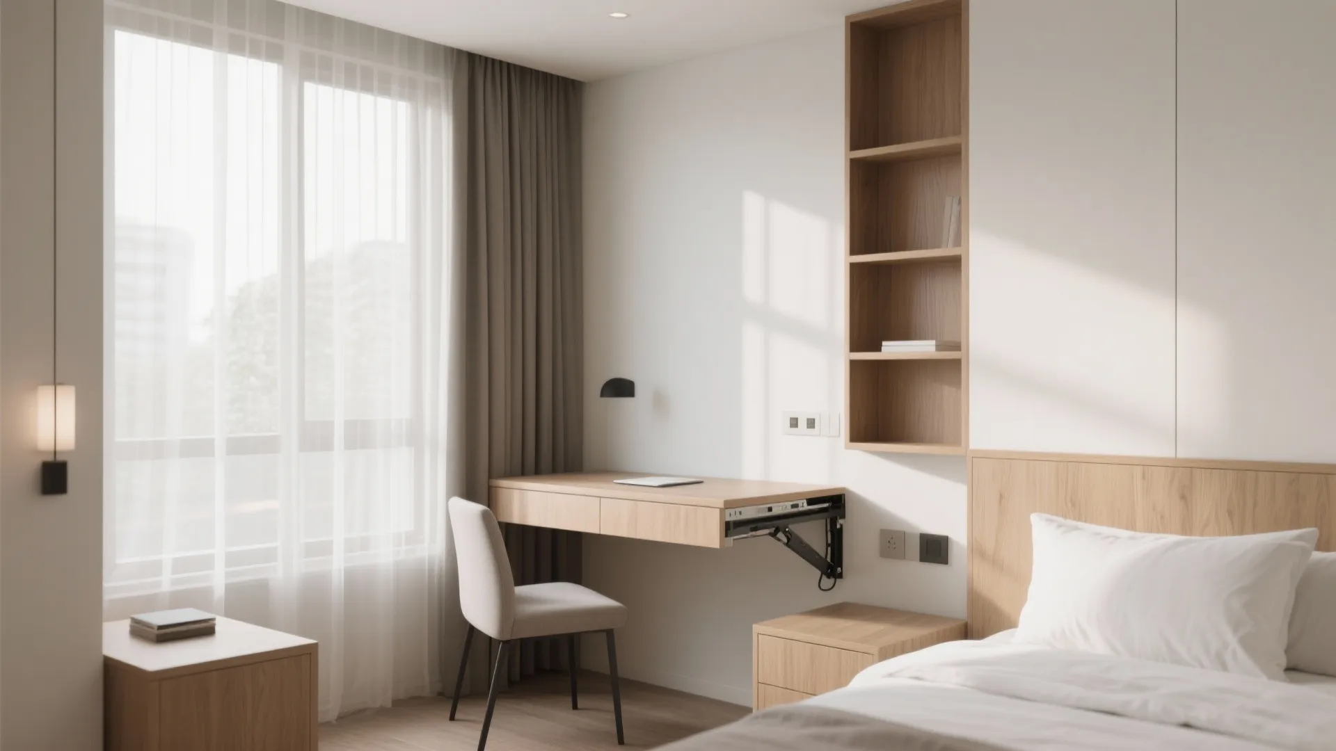 1. Fold-Down Desk with Shelving