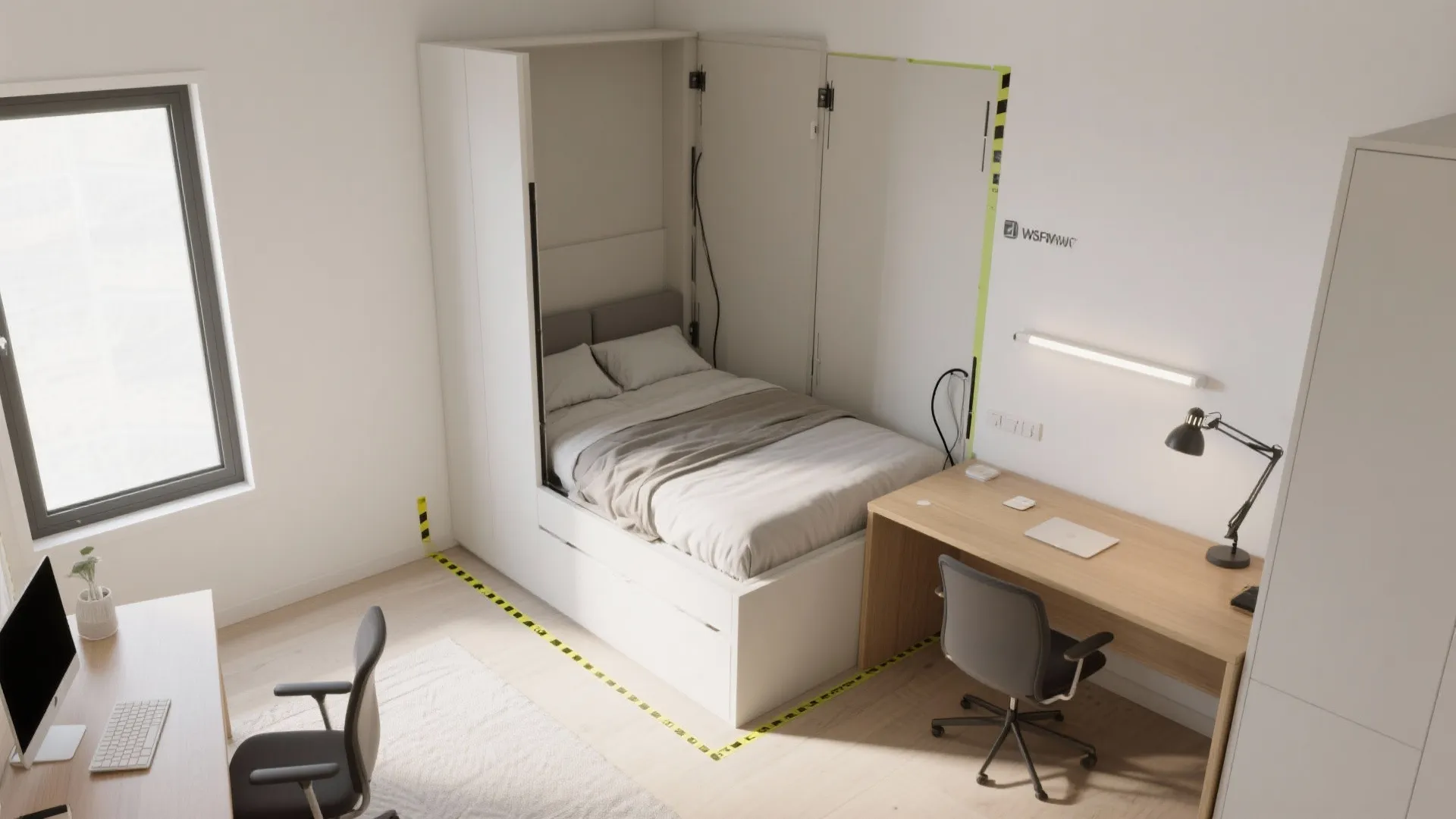 Wall Bed with Fold-Down Workspace