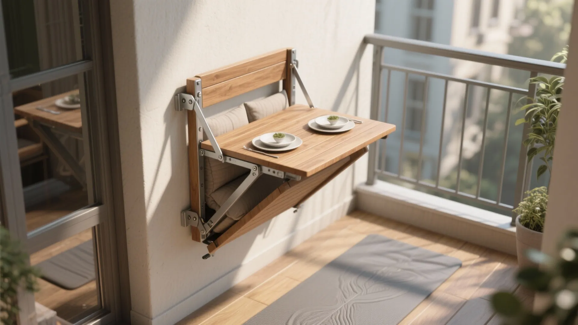 1. Fold-down dining that disappears when you don't need it