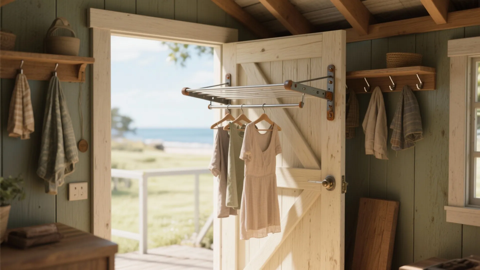 2. Fold-Down Drying & Multi-Use Door