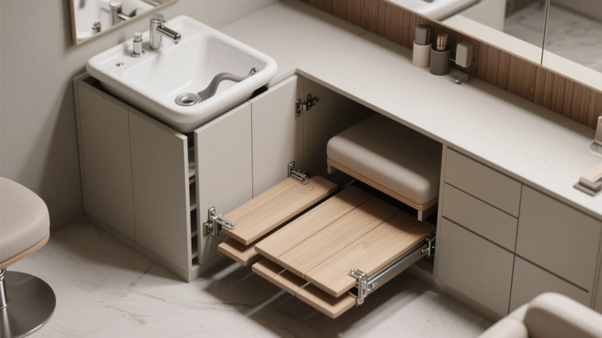 3. Fold-down furniture and hidden seating