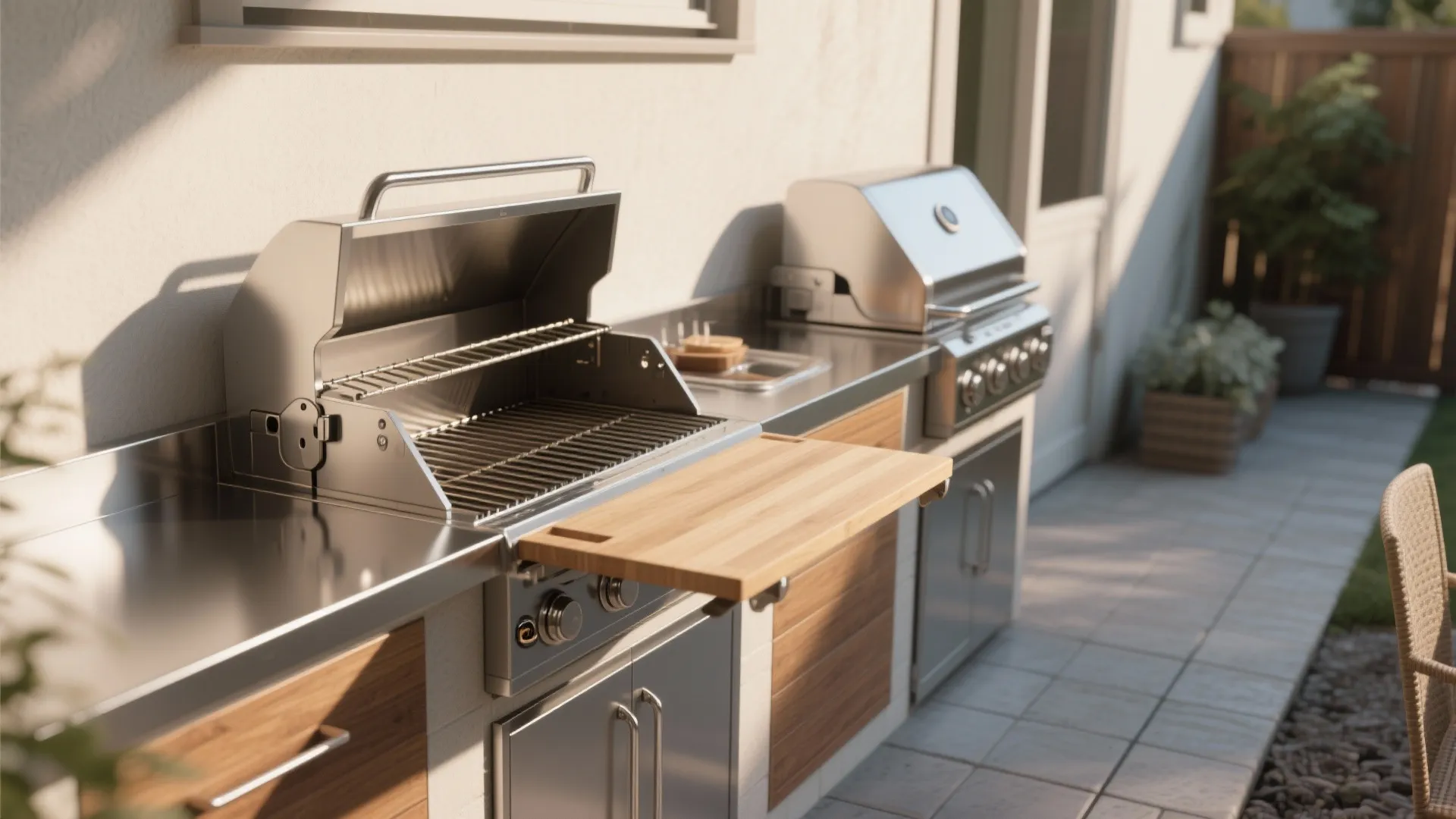 1. Compact Grill Station with Fold-Down Surfaces
