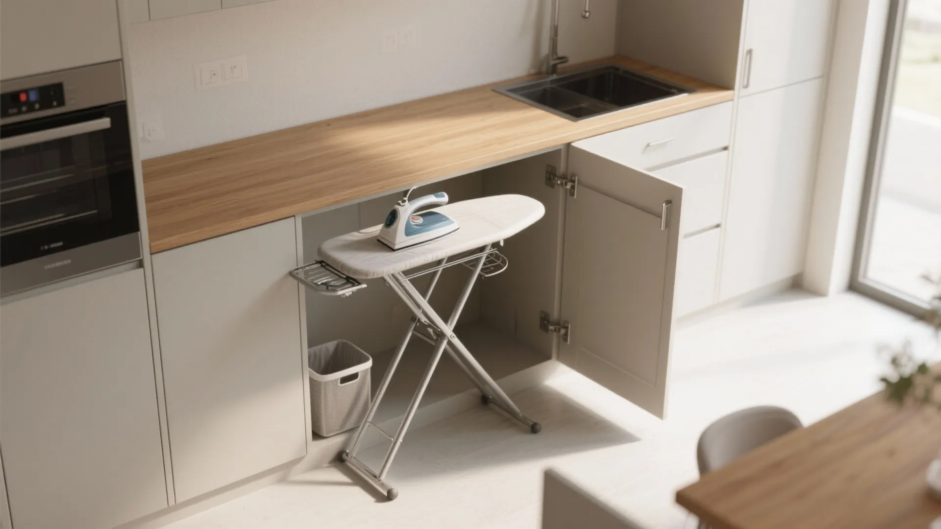 4. Fold-down Surfaces and Built-in Hampers