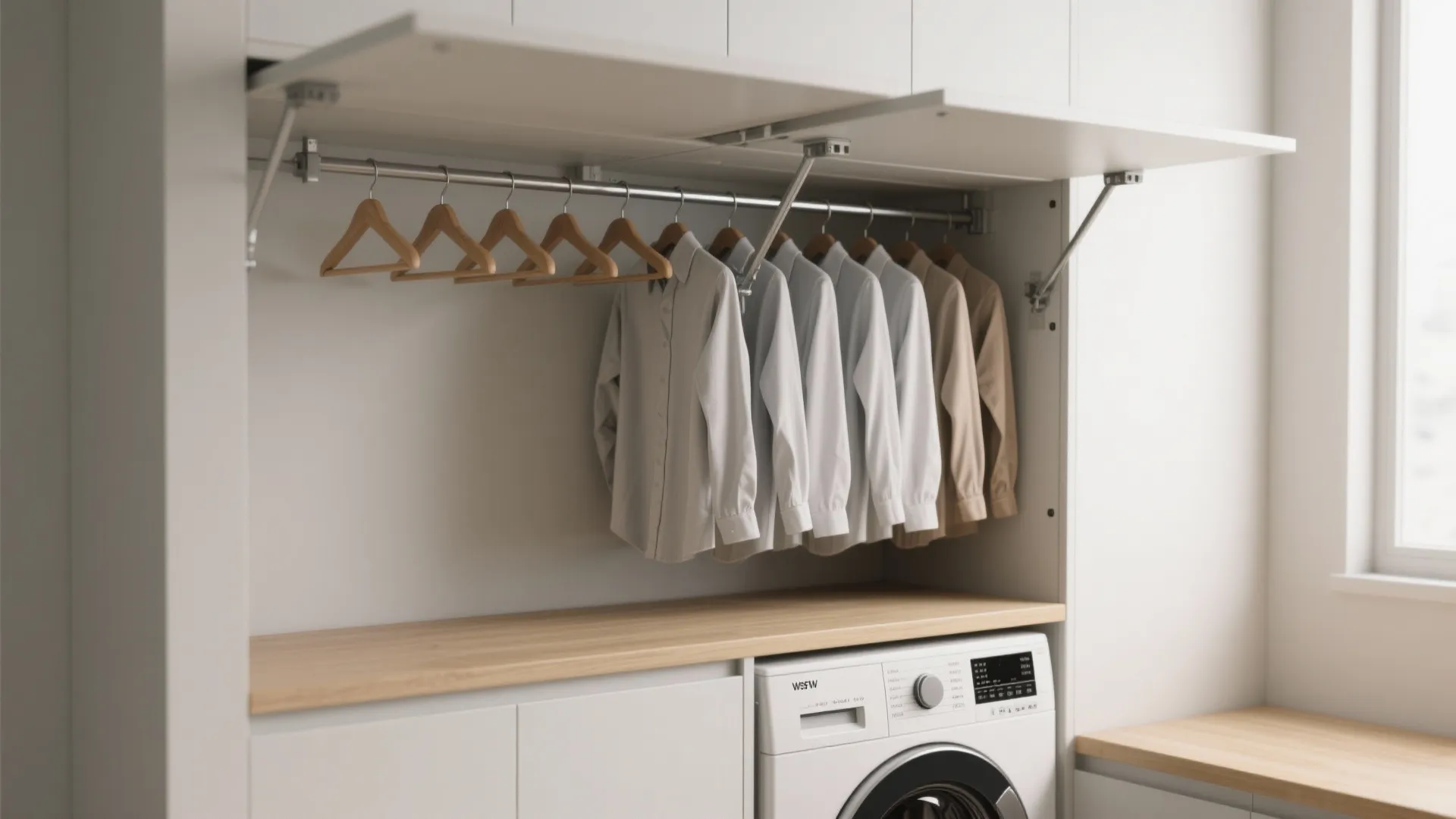 Fold-down wall-mounted hangers