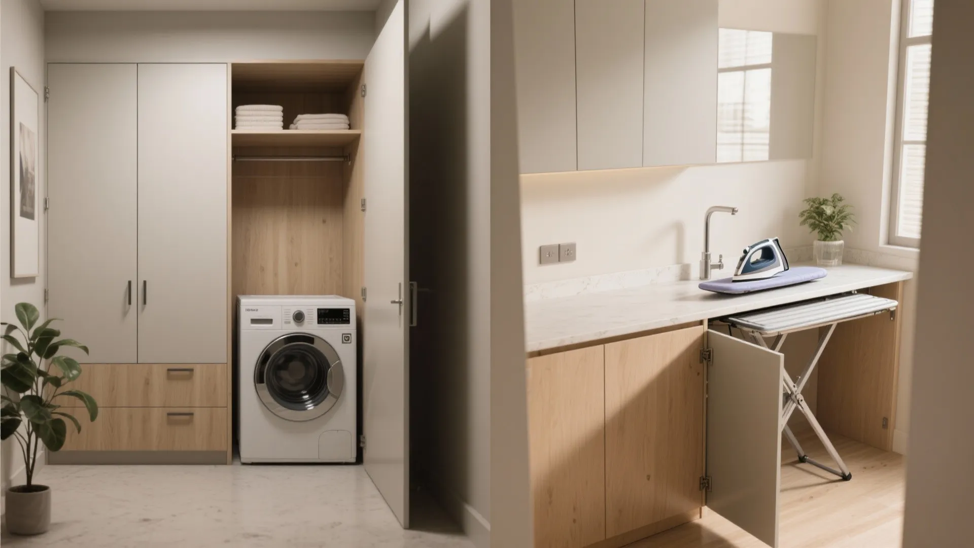 5. Fold-down countertop with hidden ironing station