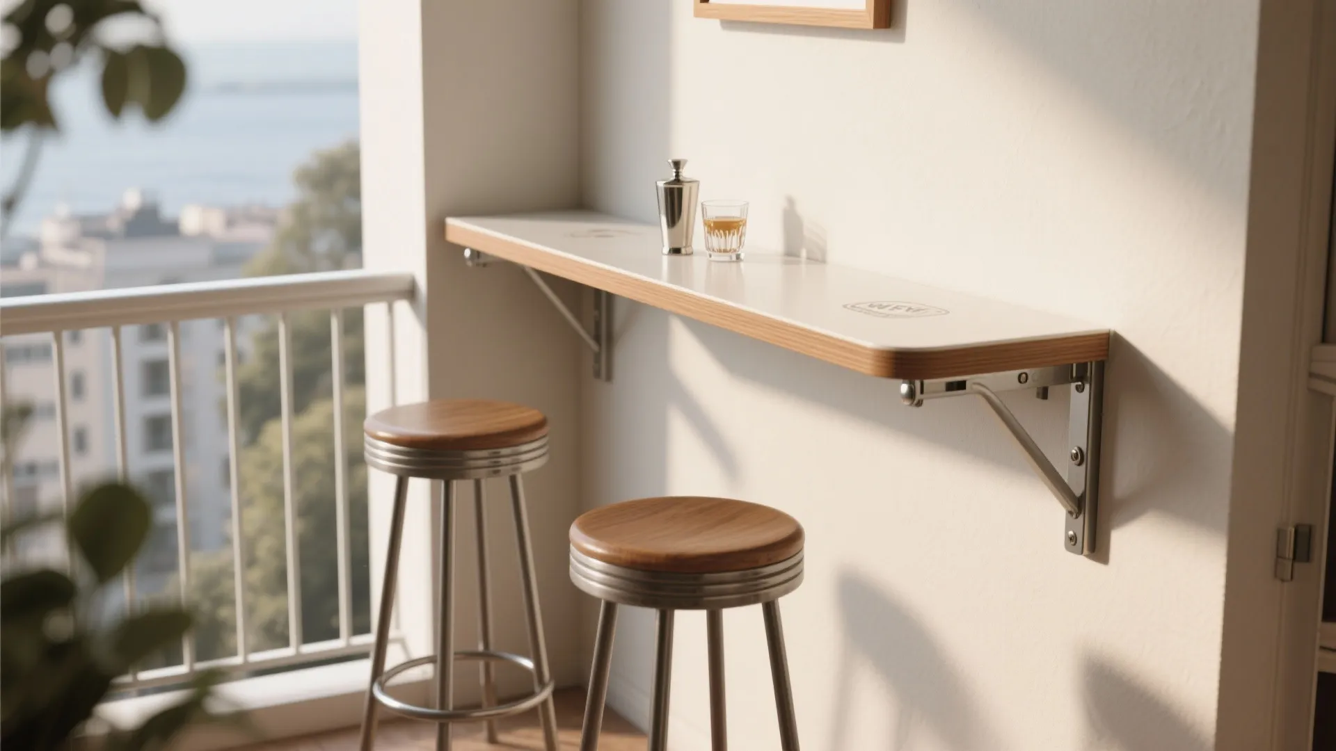 Wall-Mounted Fold-Down Bar Ledge