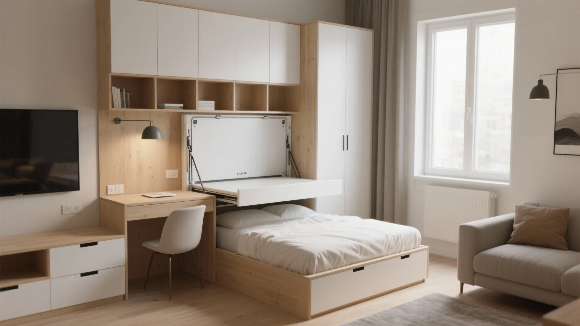 1. Fold-down and multi-use furniture