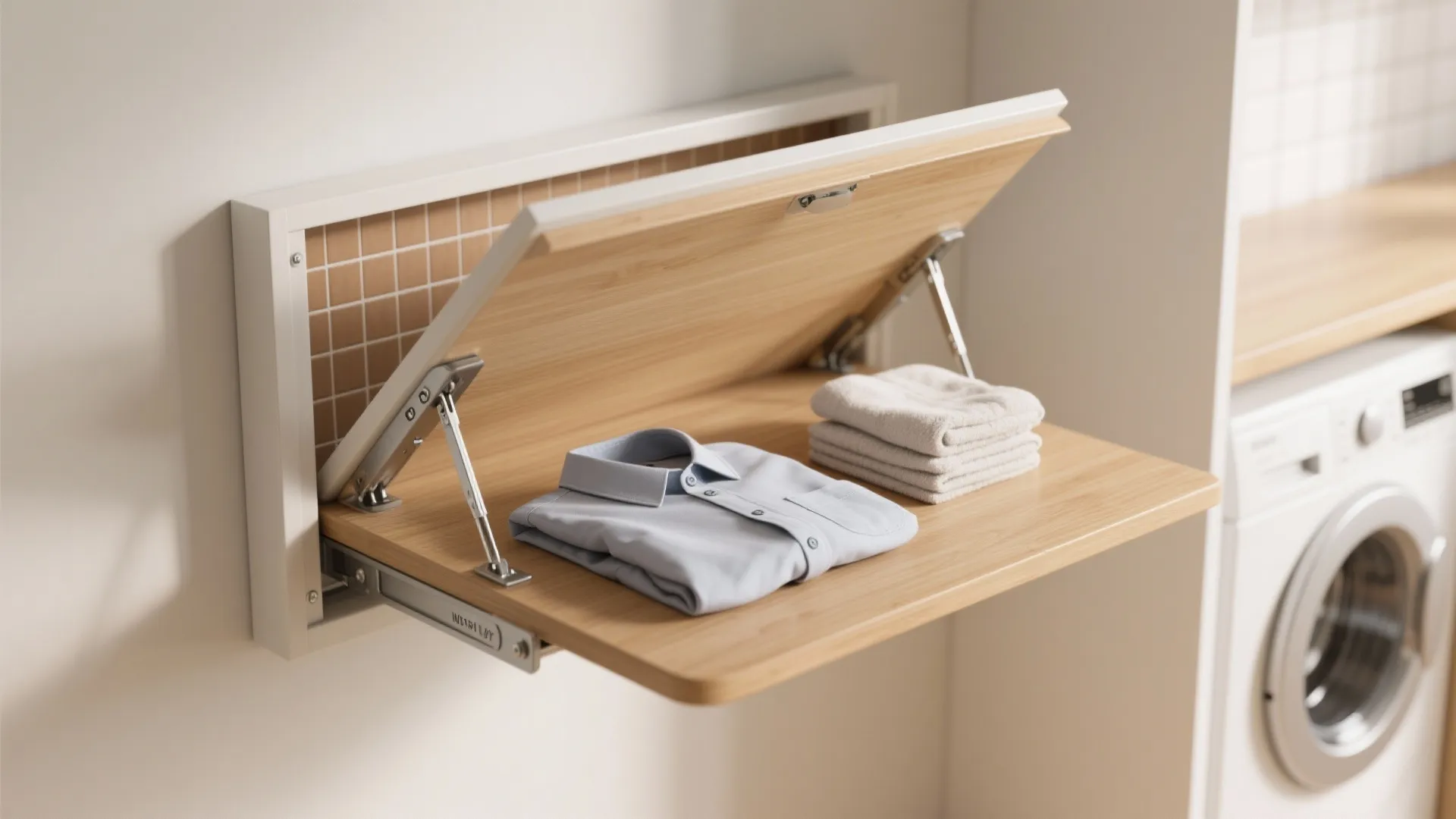 2. Fold-Down Charm: Murphy-Style Laundry Stations