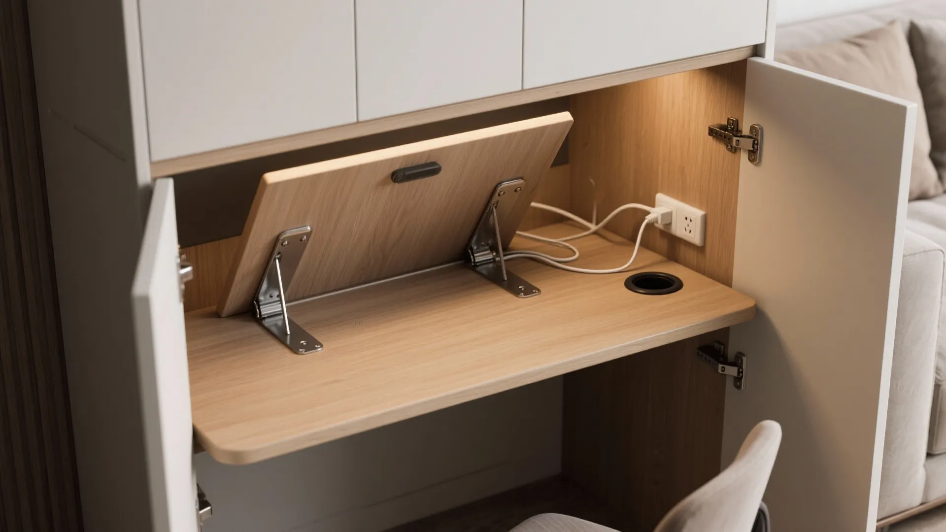 2. Fold-down nook desk (the origami trick)