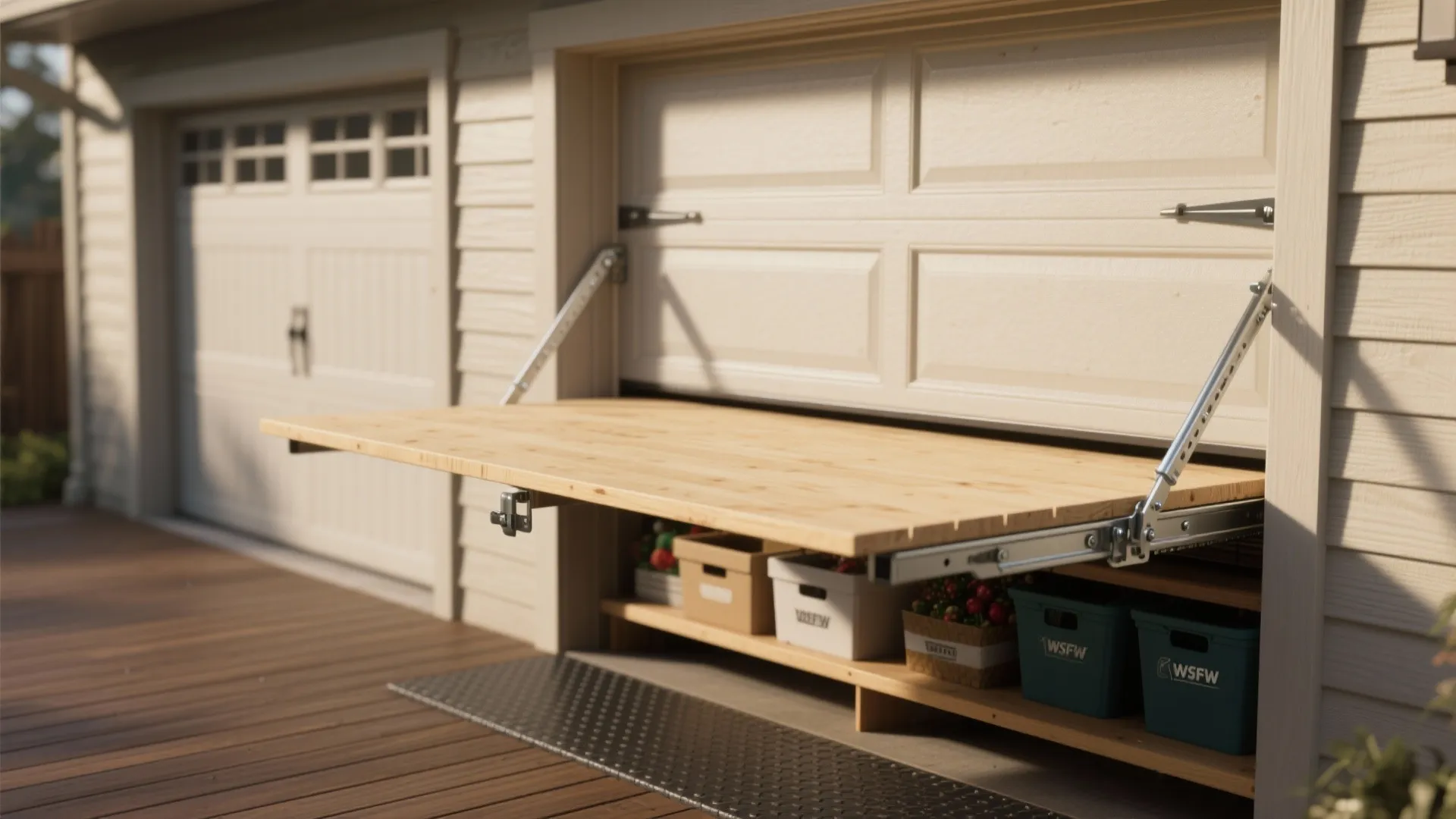 1. Fold-down platform with quick latches