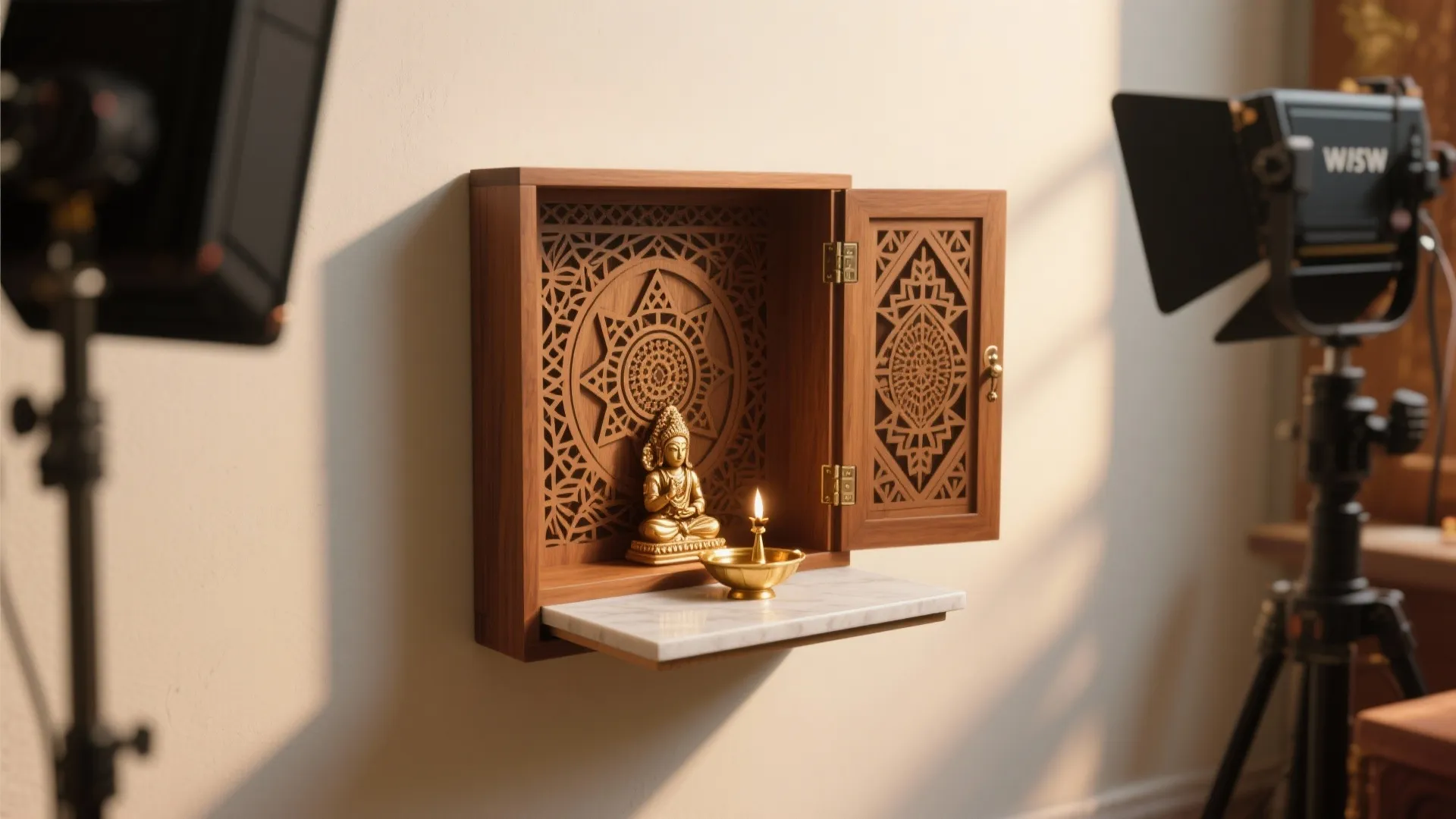 Fold-Down Altar with CNC Carved Front Fascia