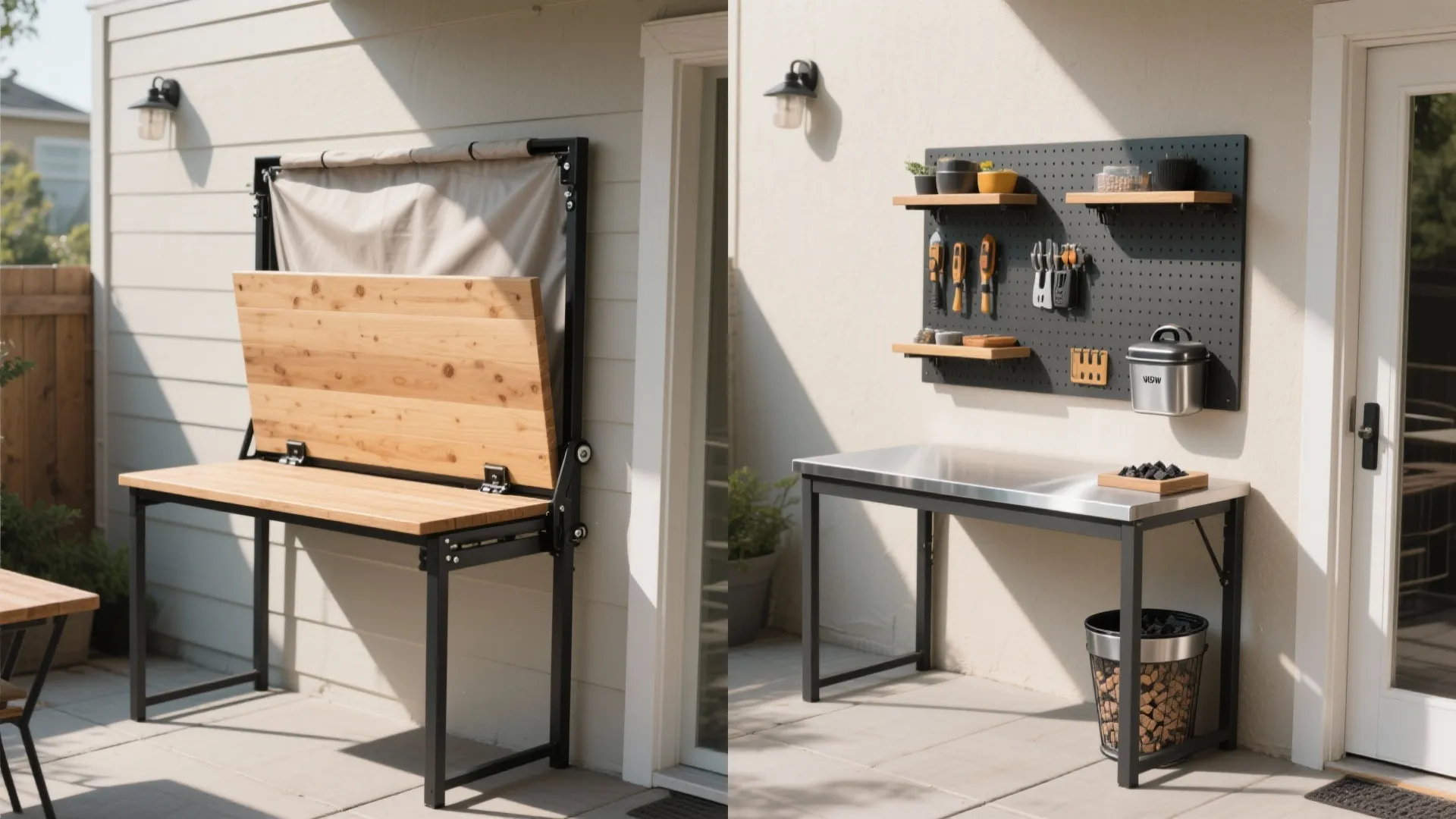 Idea 2: Fold-down prep wall with open storage