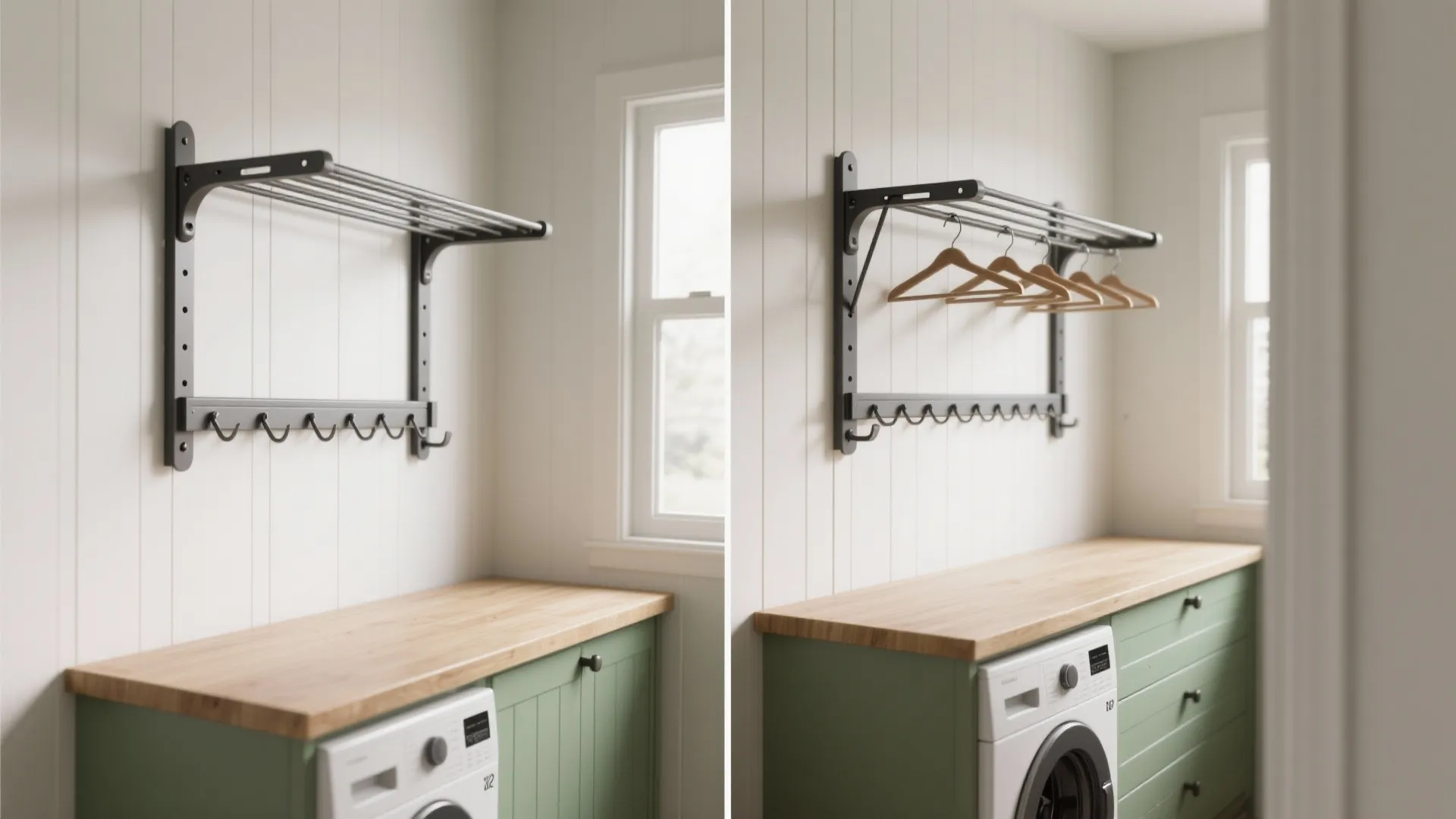 Idea 2: Fold-down wall rack (accordion or shelf style)