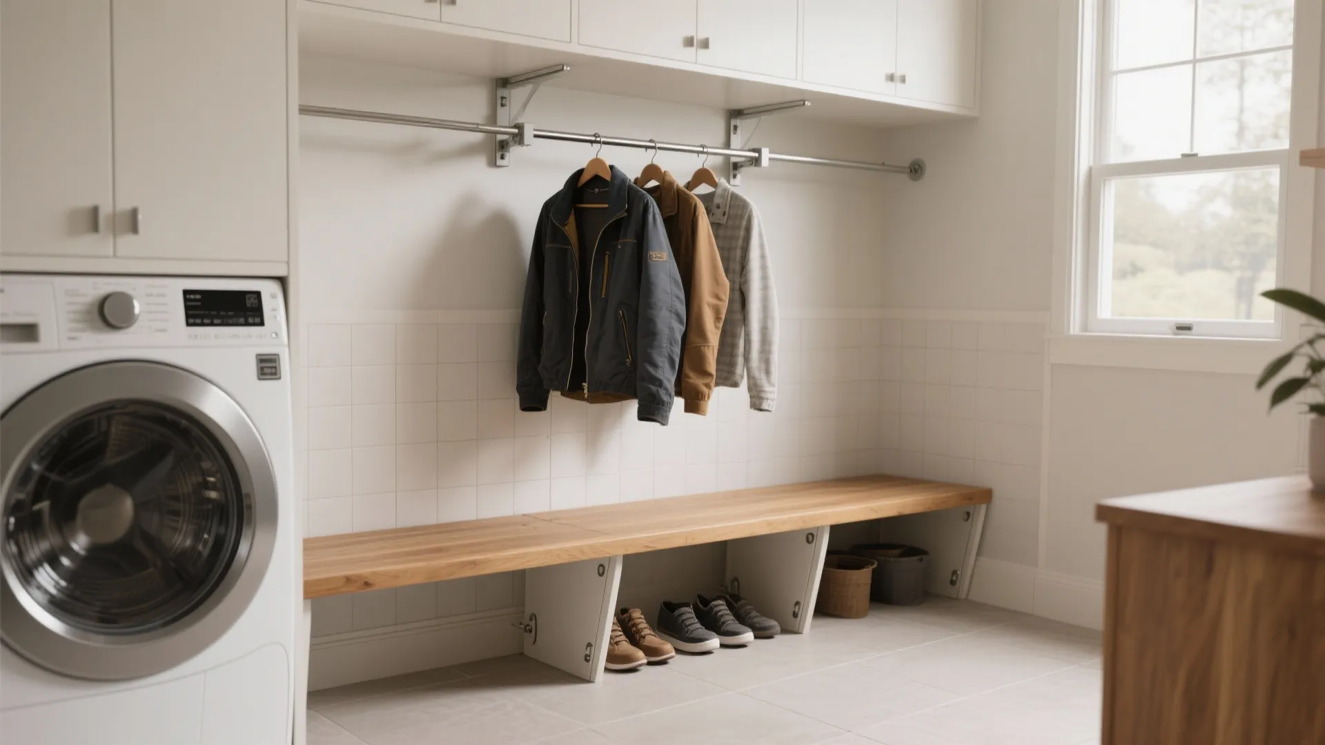 Fold-down hanging rails for flexible use