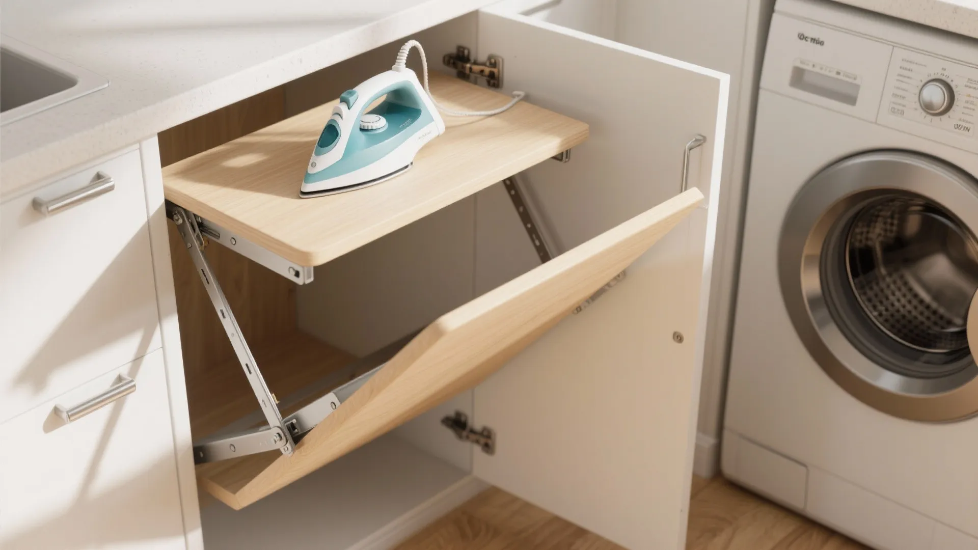 4. Fold-Down Ironing Shelf