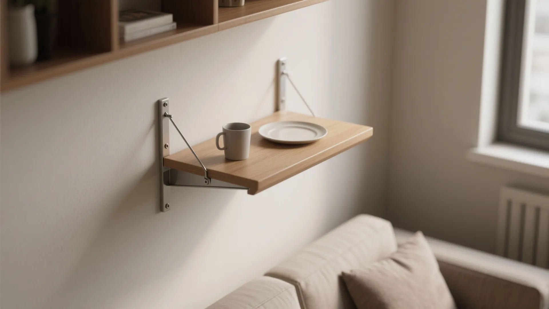 5. Wall-mounted fold-down shelf
