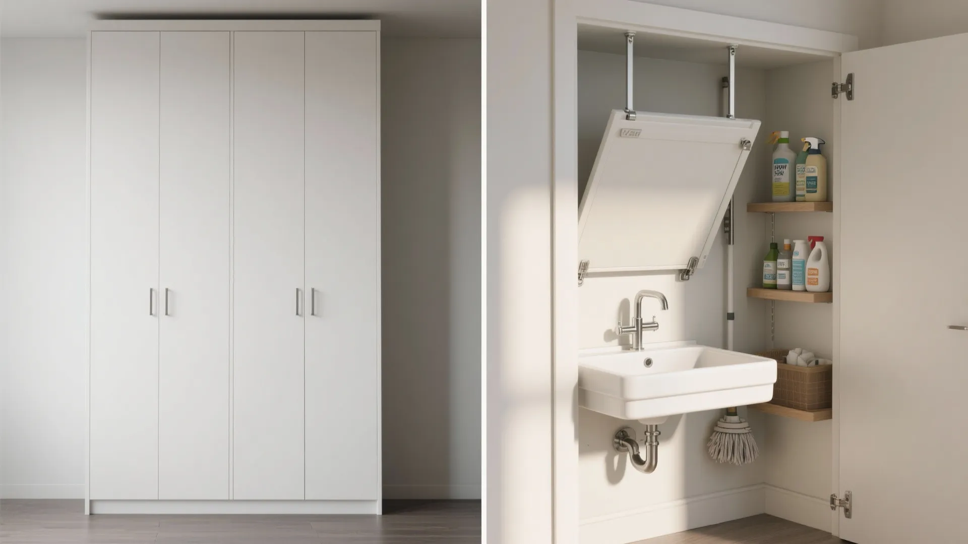 2. Full-Height Utility Cabinet with Fold-Down Sink