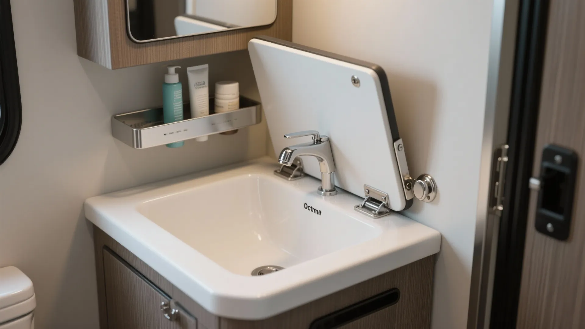 2. Fold-away fixtures: sink, vanity, and toilet tricks