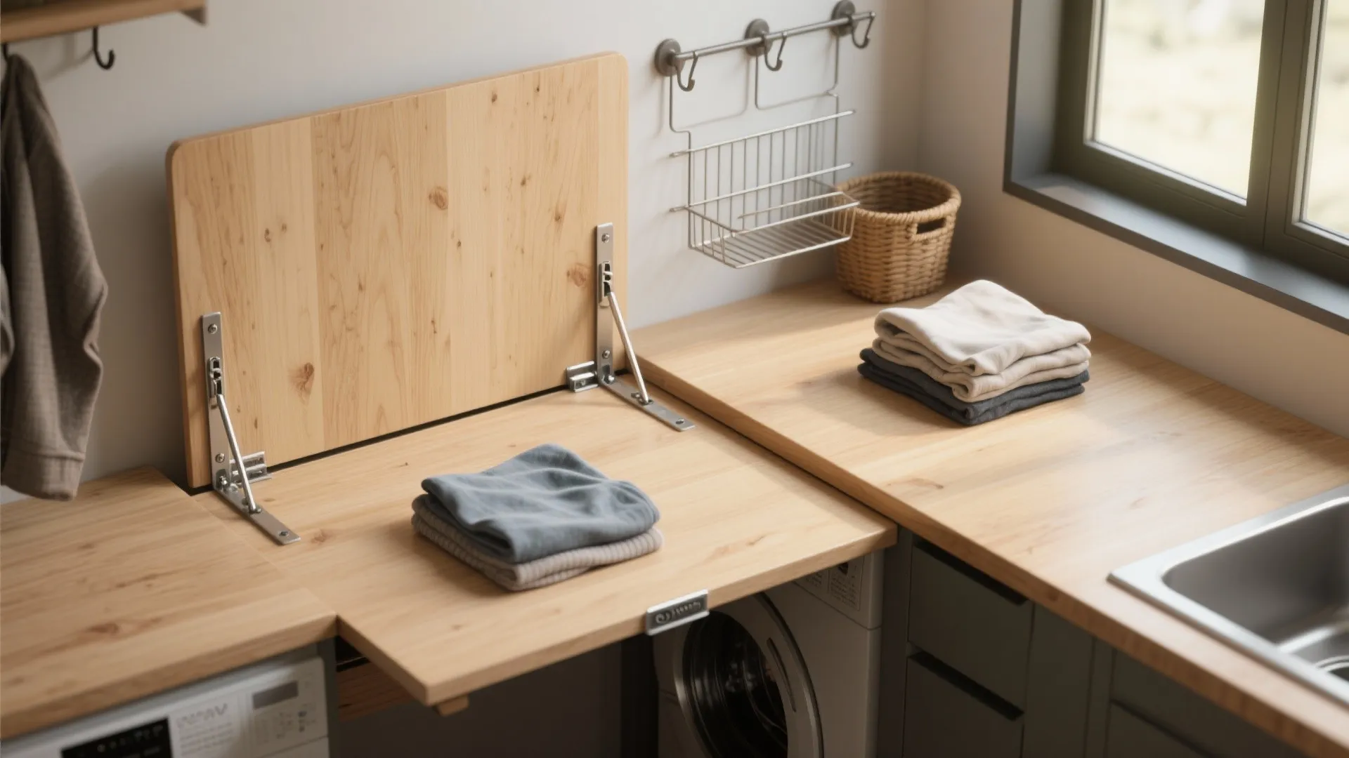 2. Fold-Down Counter That Doubles as a Surface