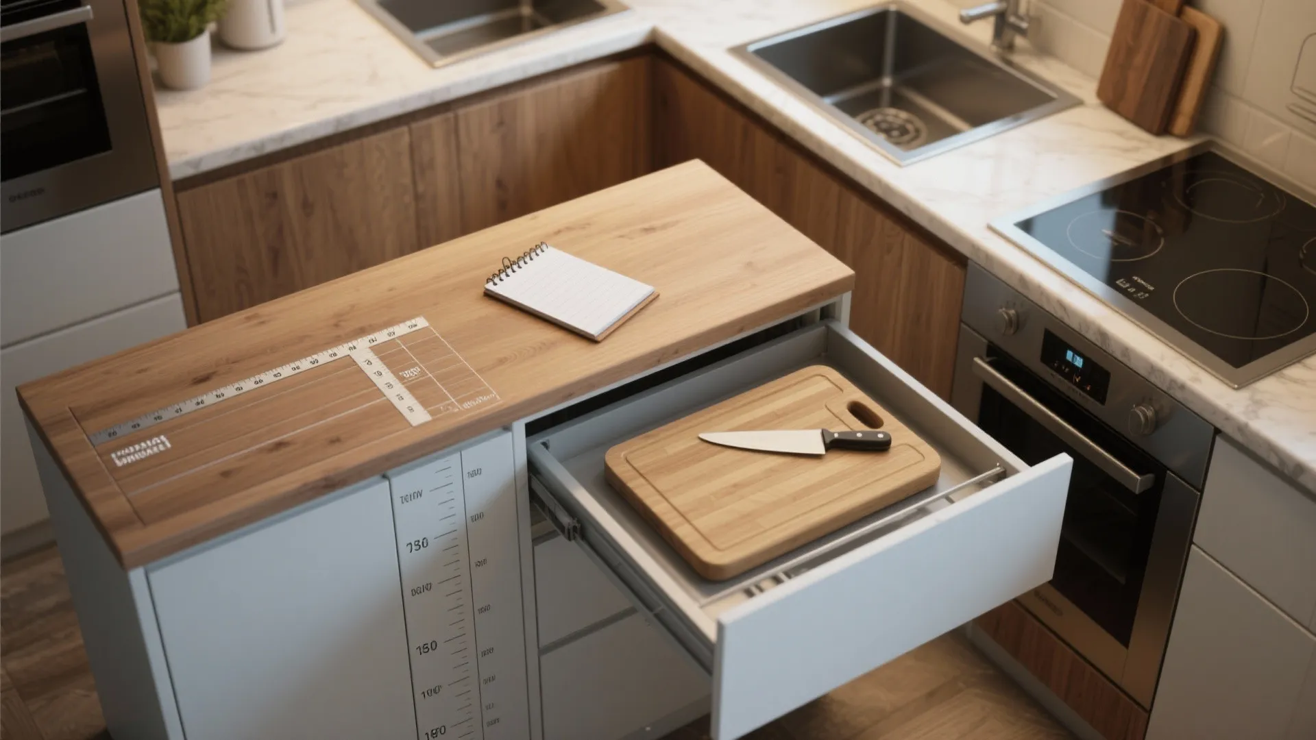 5. Adopt fold-down, pull-out surfaces and custom millwork