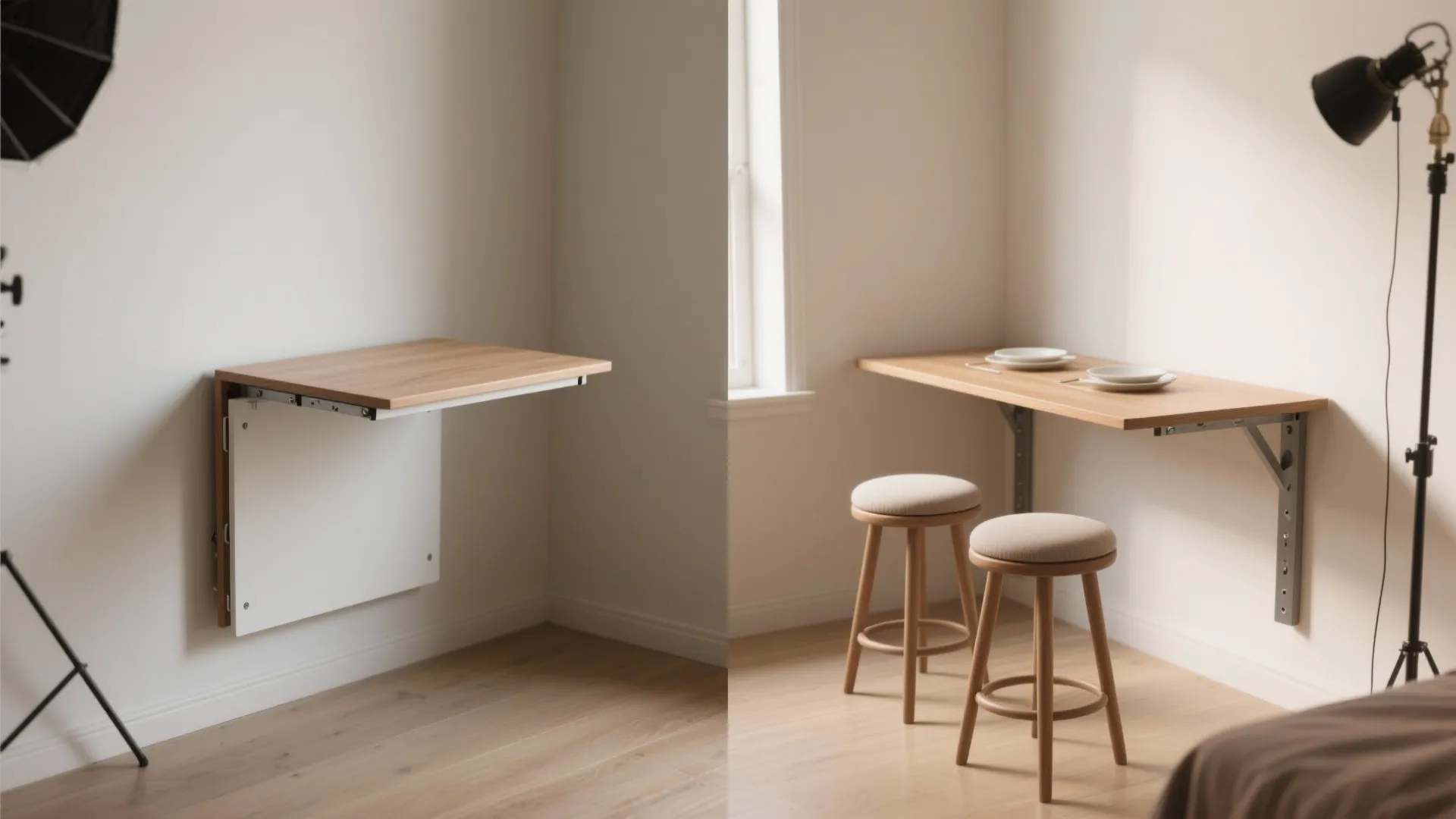 3. Wall-mounted fold-down table