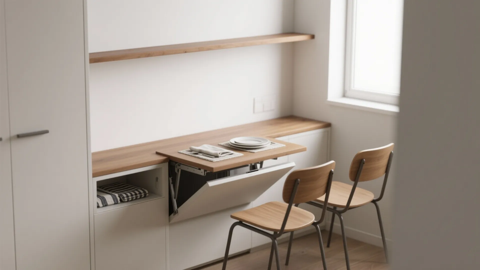 1. Fold-down table with smart storage