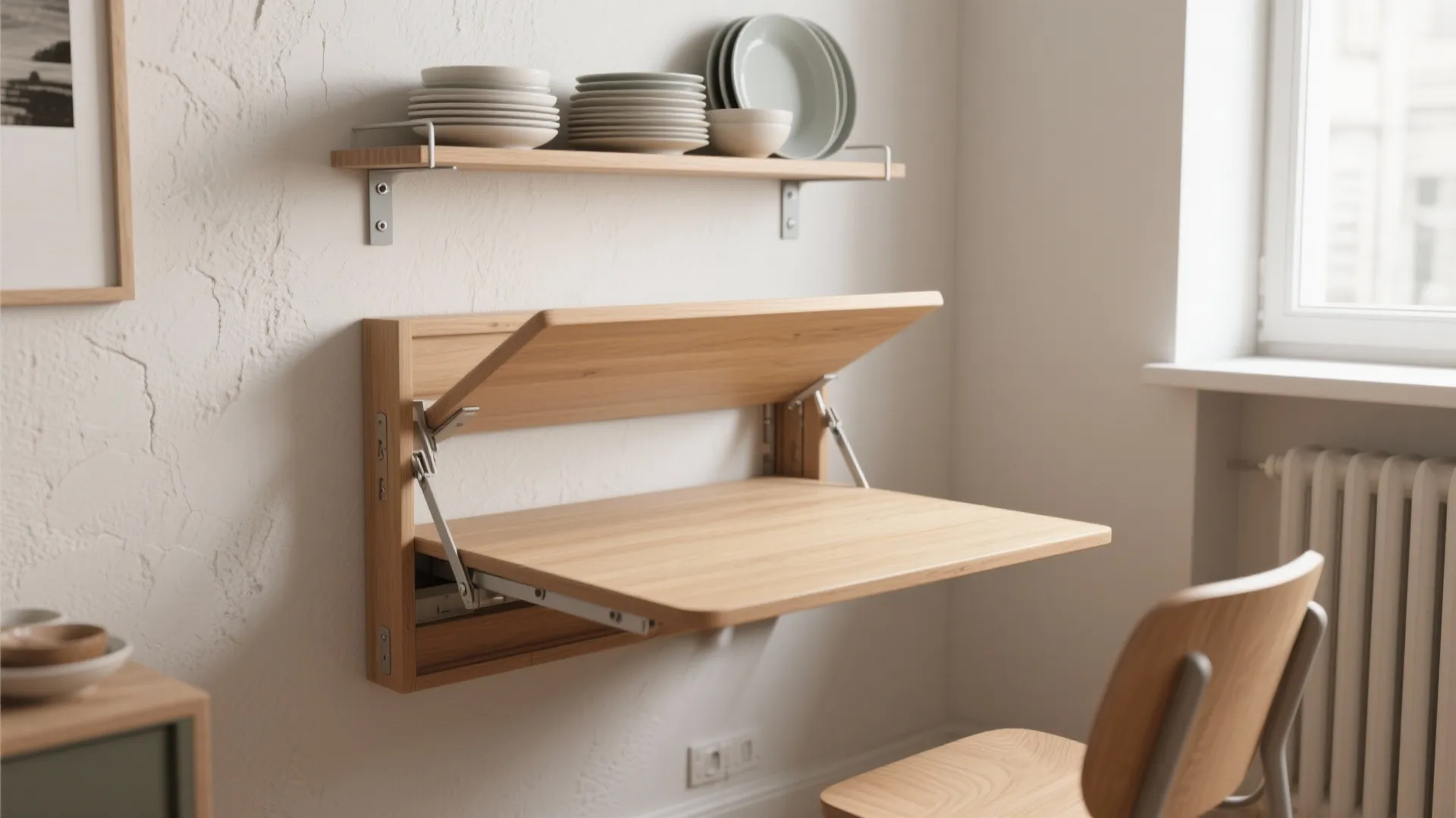 1. Fold-down Table with Wall Storage