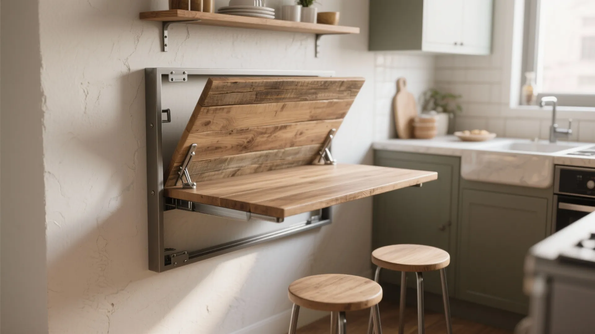 1. Fold-down wall table (aka the secret table)