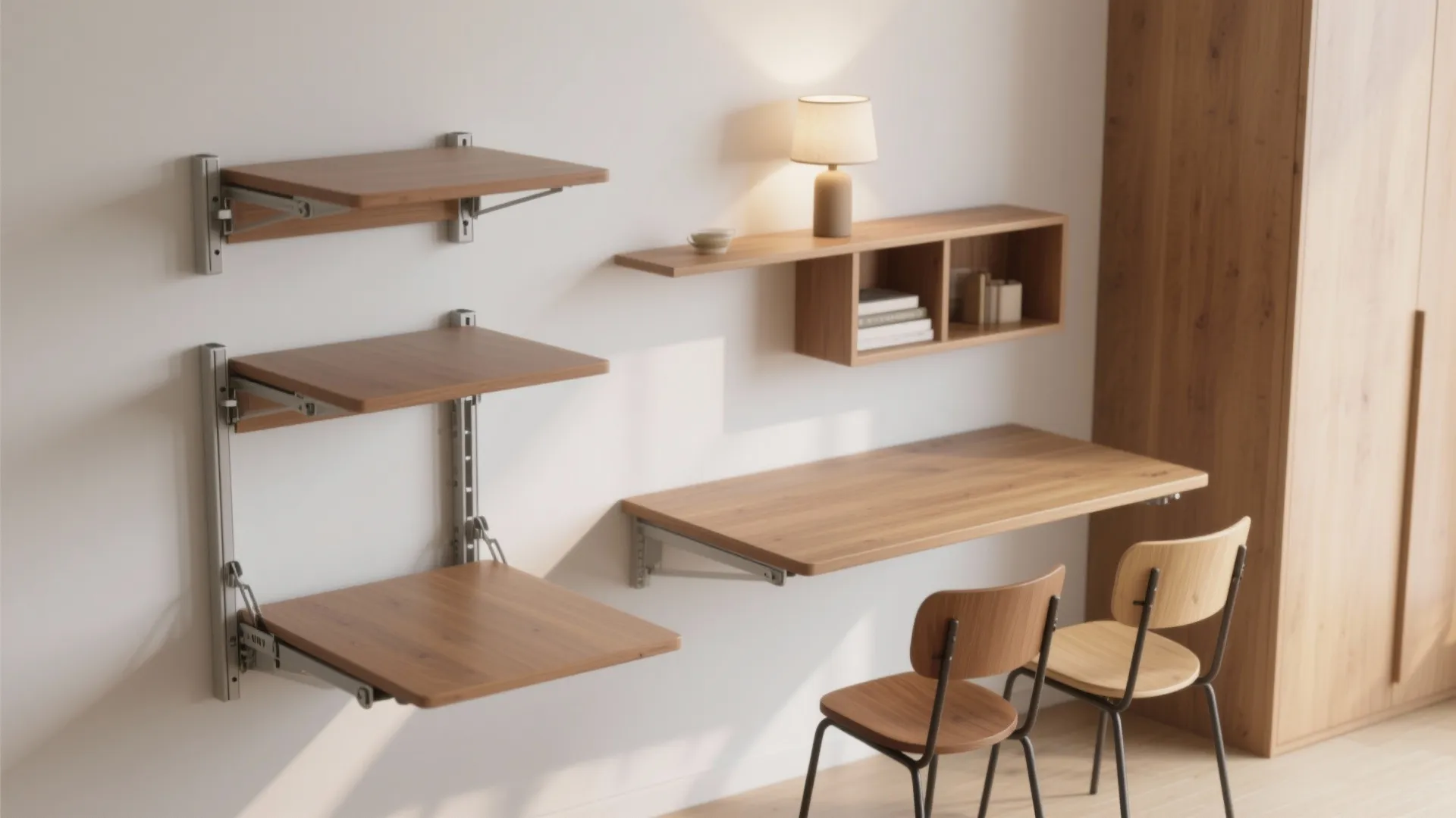 3. Wall-Mounted Fold-Down Table — maximum flexibility