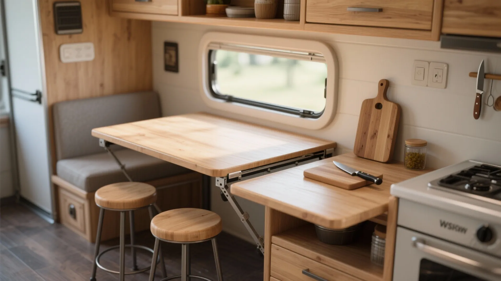 1. Fold-down and multipurpose surfaces