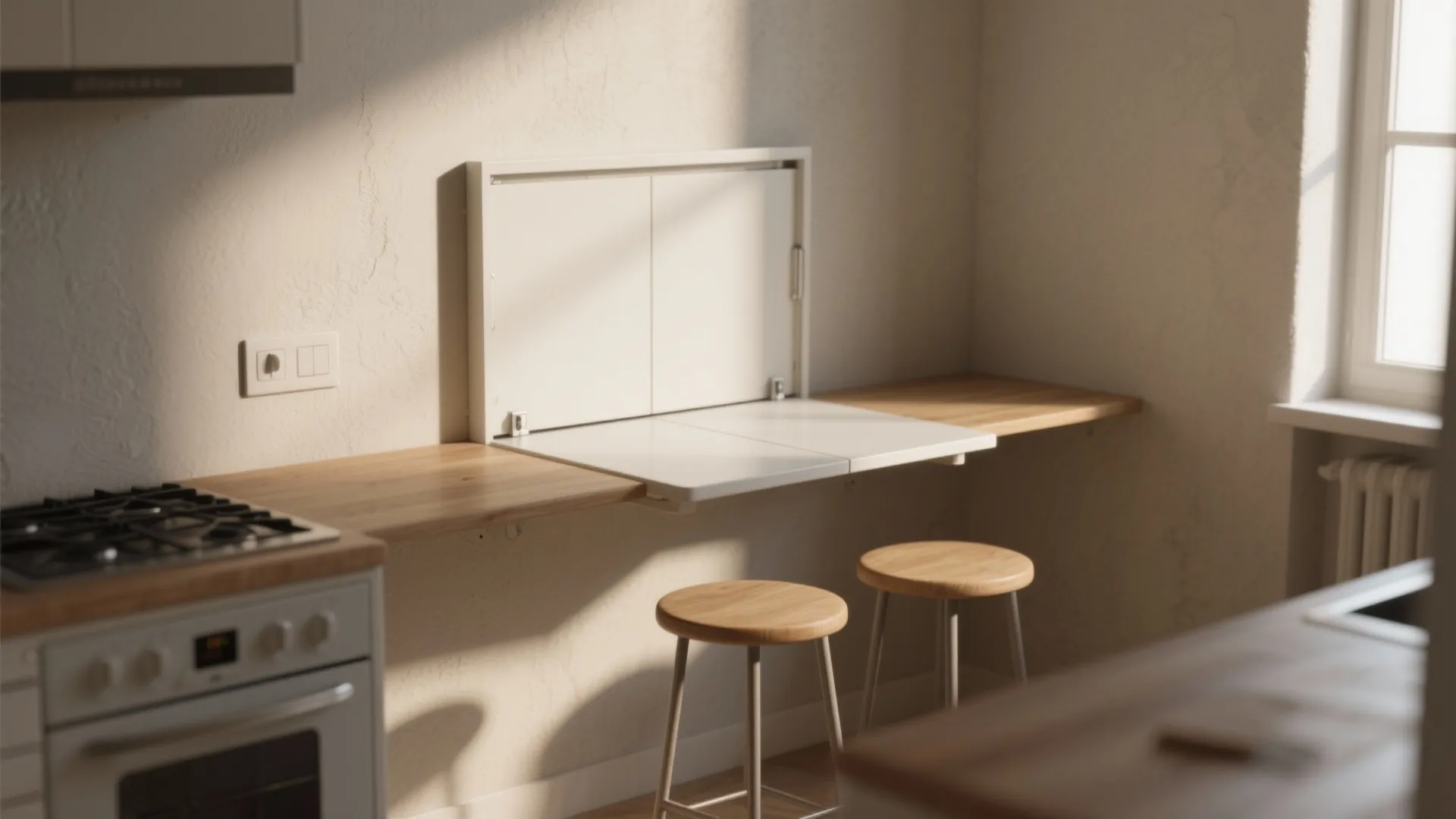 1. Fold-down table that disappears in plain sight