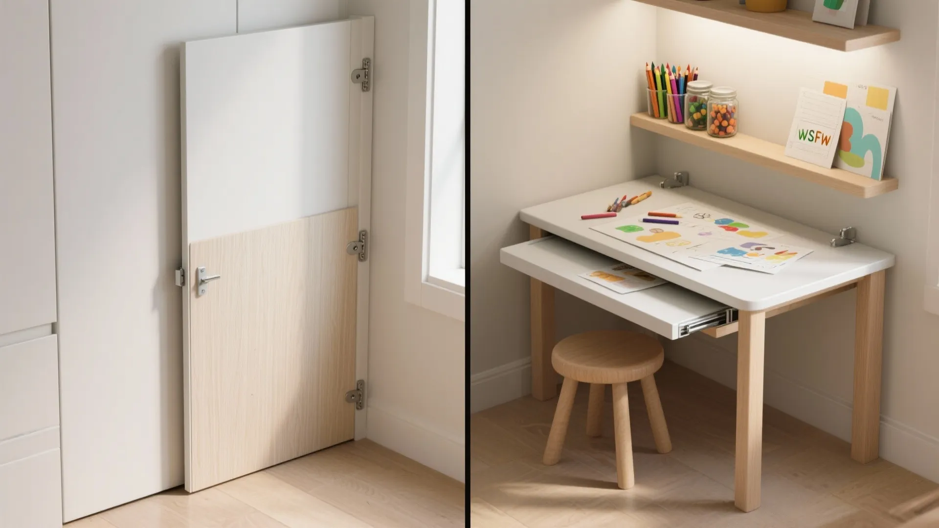 3. Fold-down table and compact art station