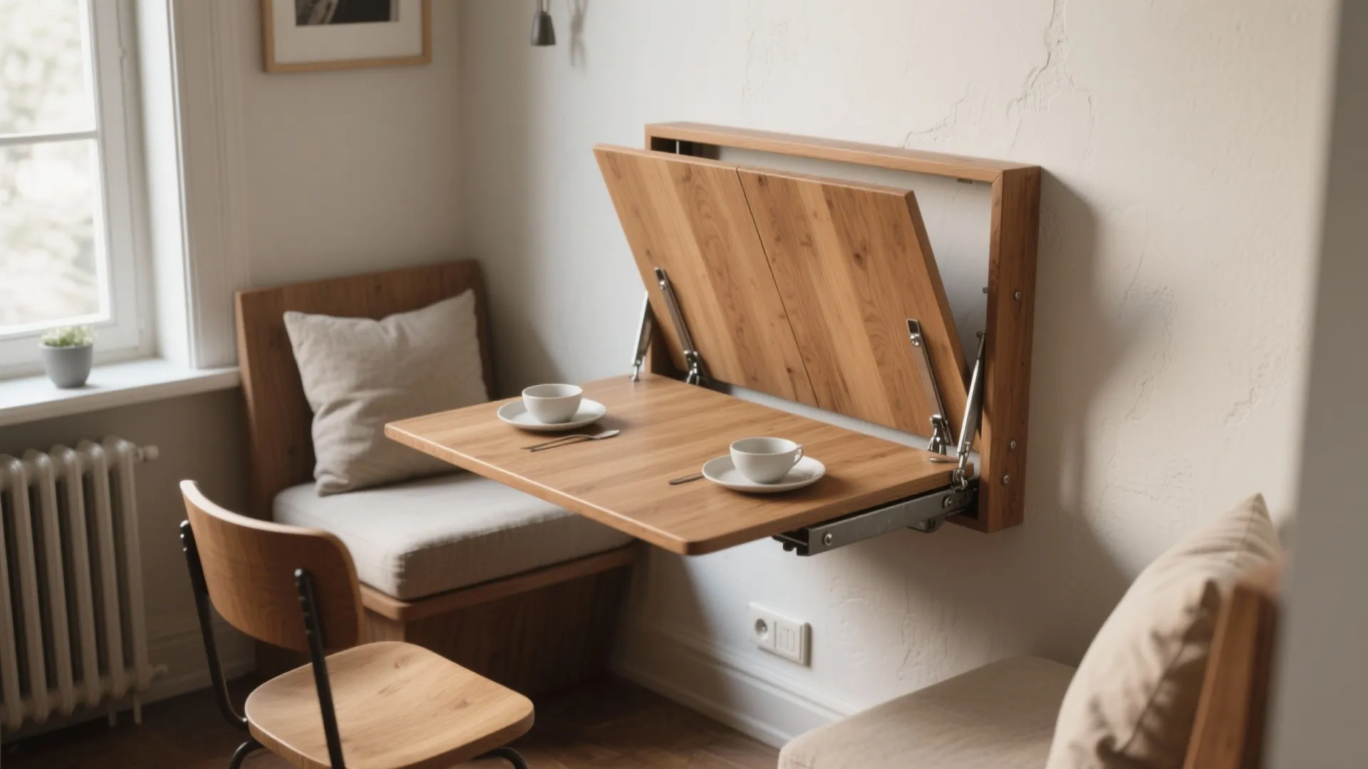 1. Wall-mounted fold-down table