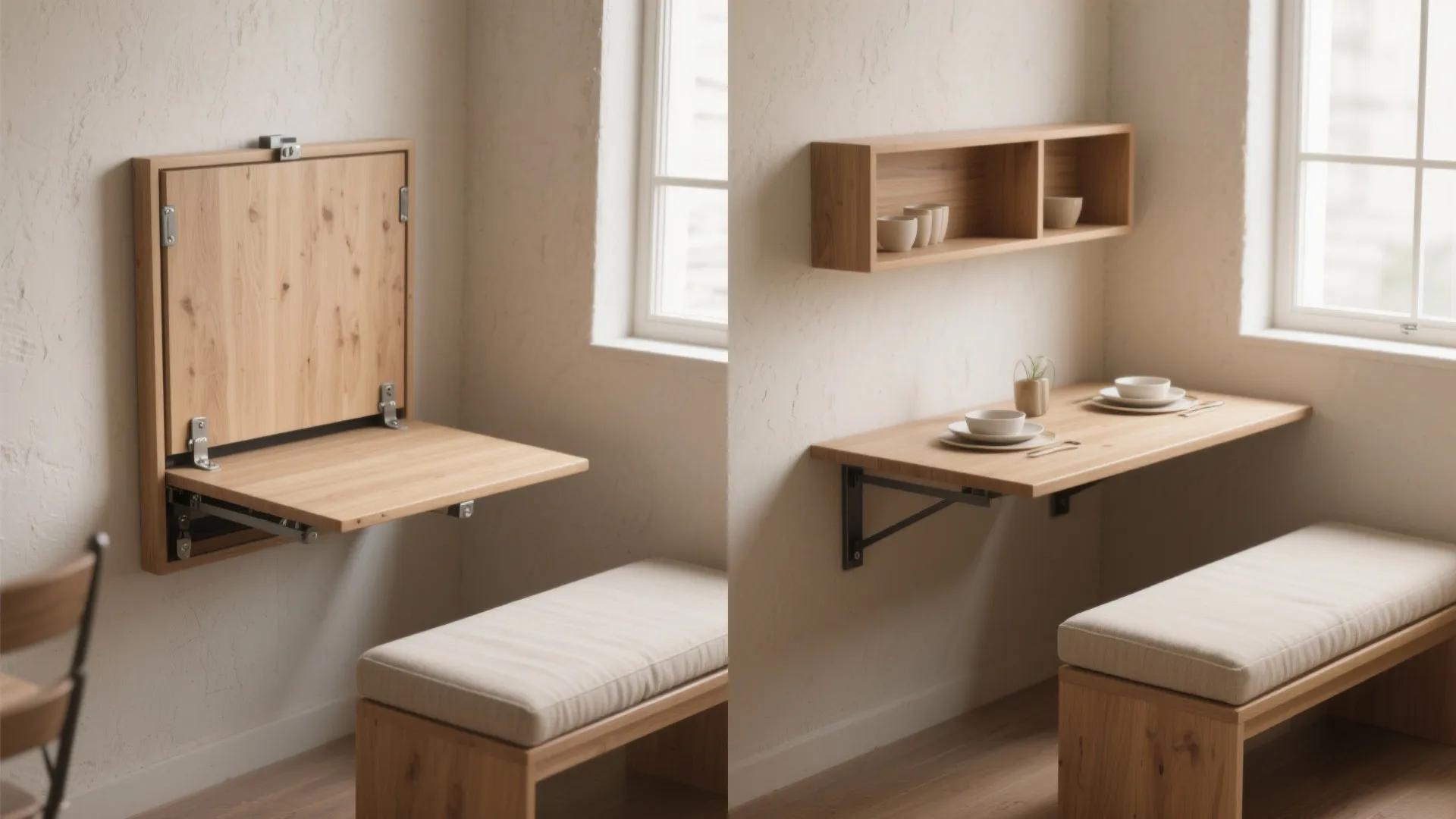Idea 1: Fold-down table with built-in storage