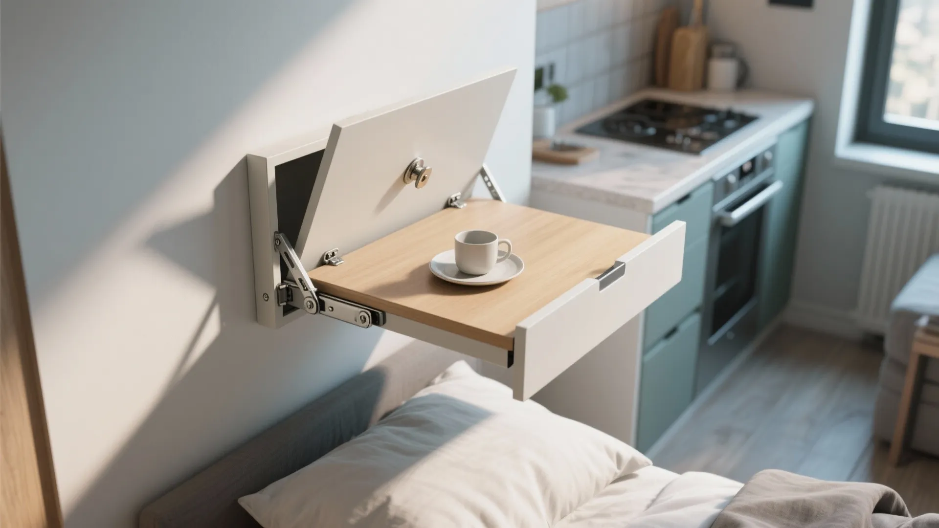5. Fold-down wall-mounted night table