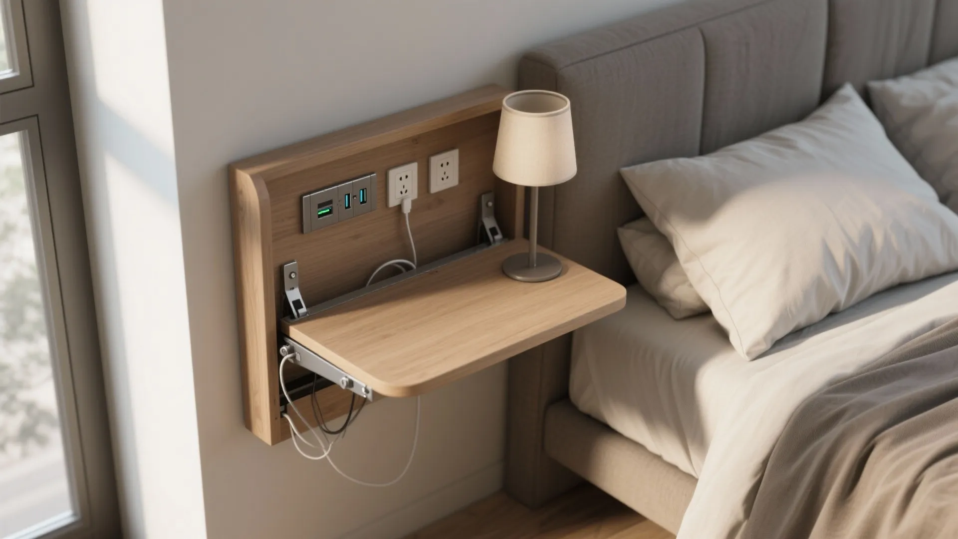 Inspiration 5: Fold-down side table with recessed sockets