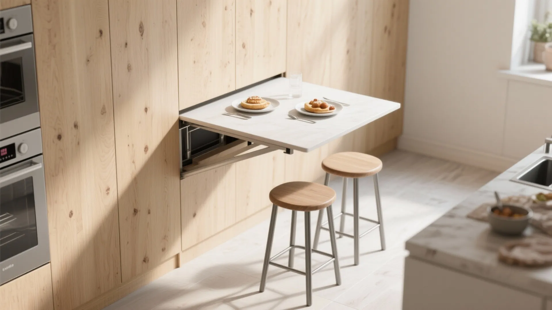 2. Fold-down dining surfaces