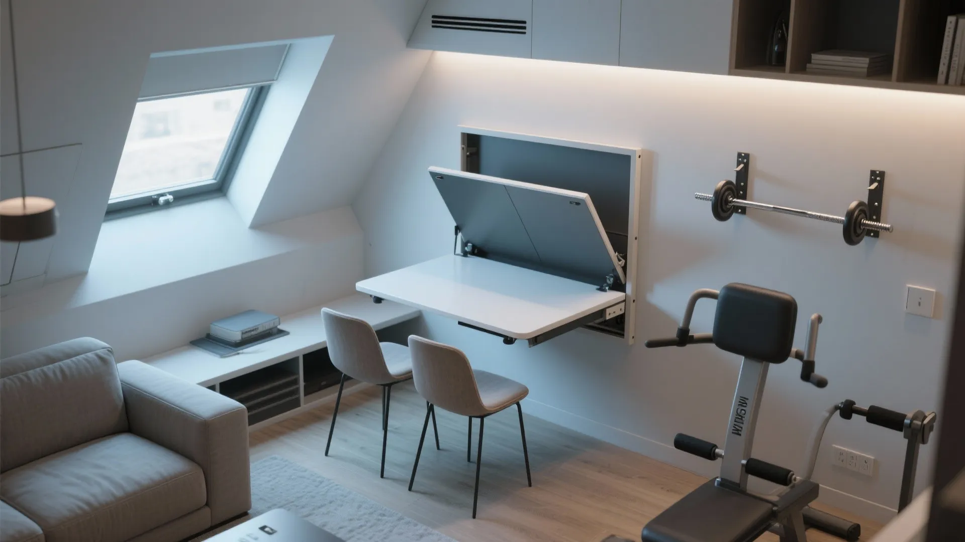 3. Wall-mounted fold-down table