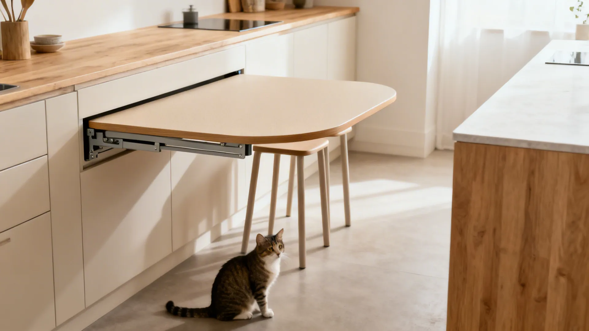 2) Wall-Mounted Fold-Down Table (Flip-Up, Fold-Away)