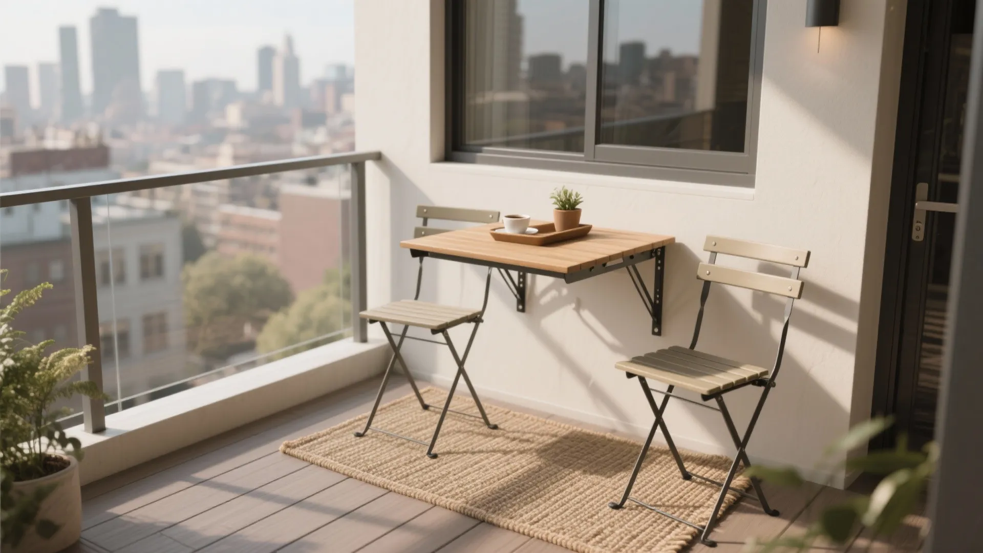 Fold-Down Wall Table + Slim Chairs