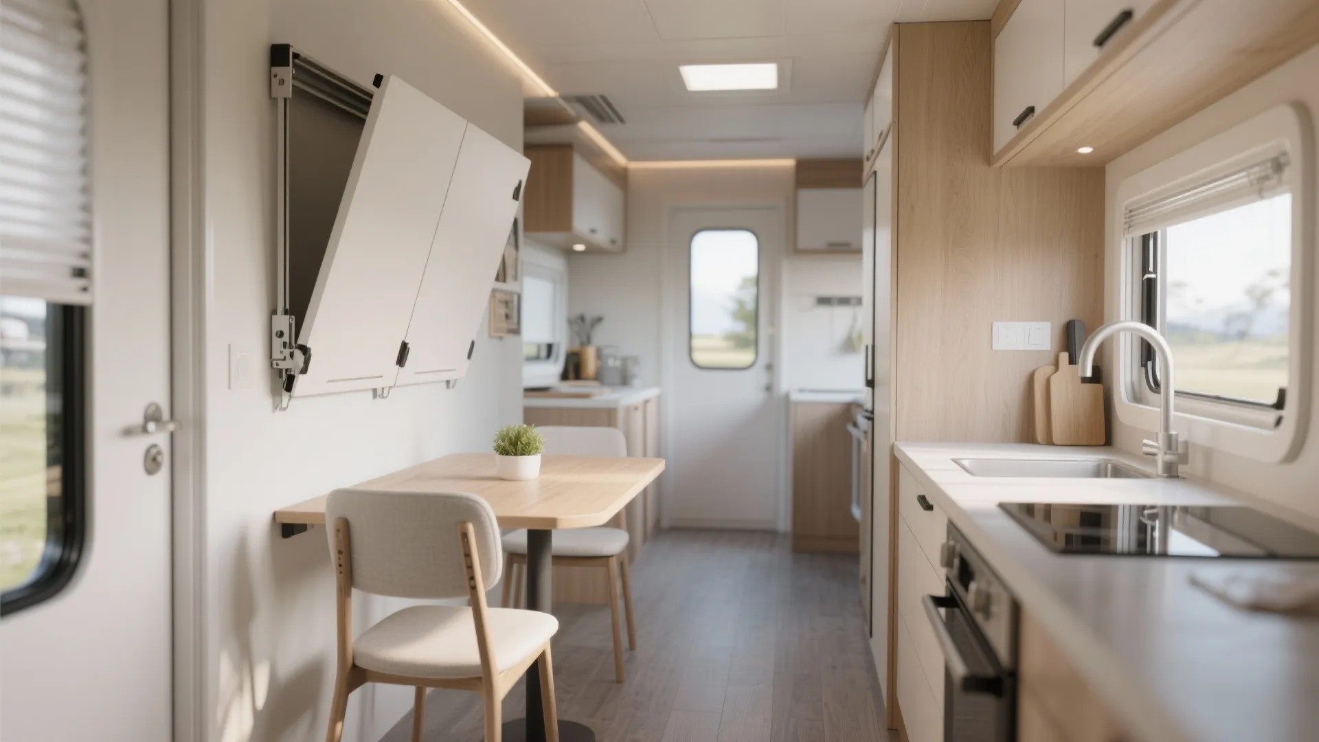 2. Fold-Down Dining Tables