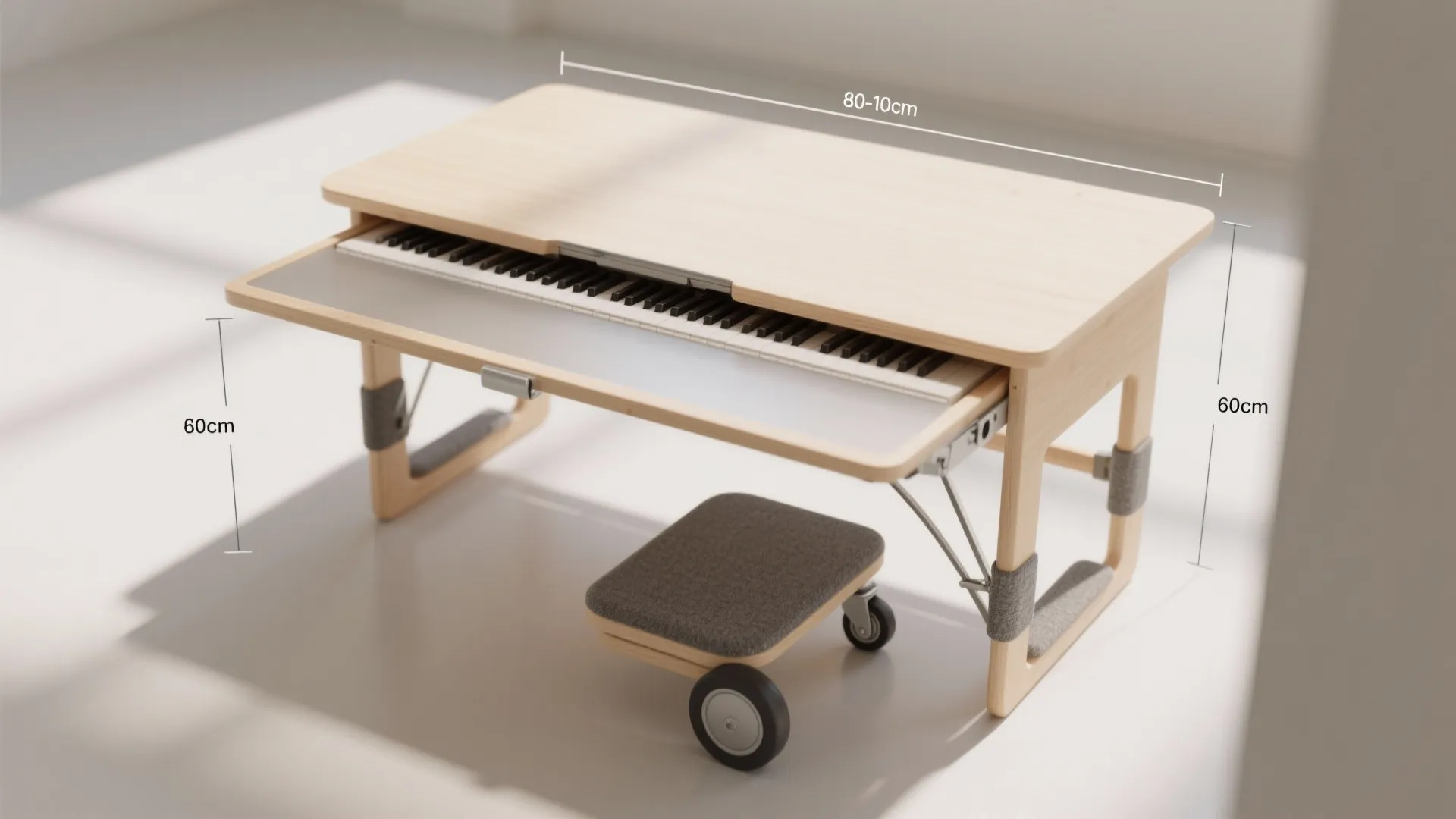 Fold-down, multi-height work surfaces