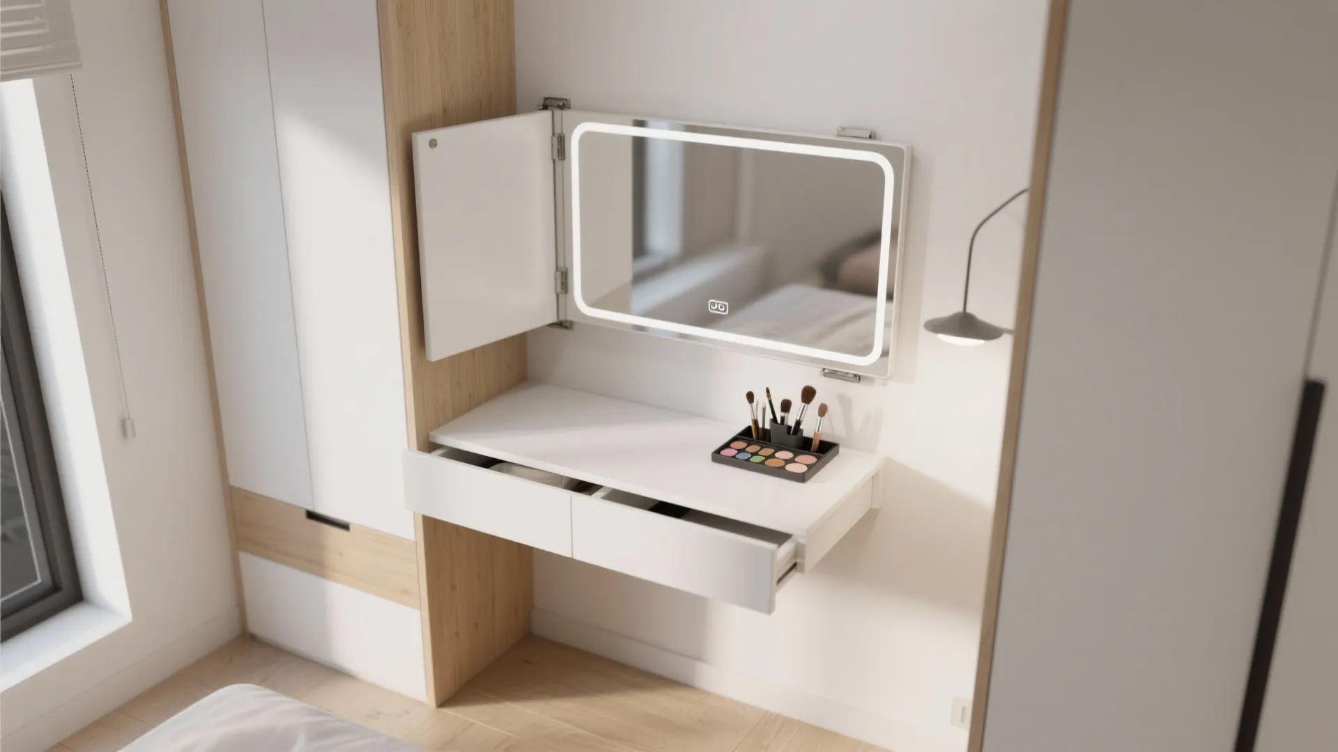 1. Fold-down wall-mounted vanity