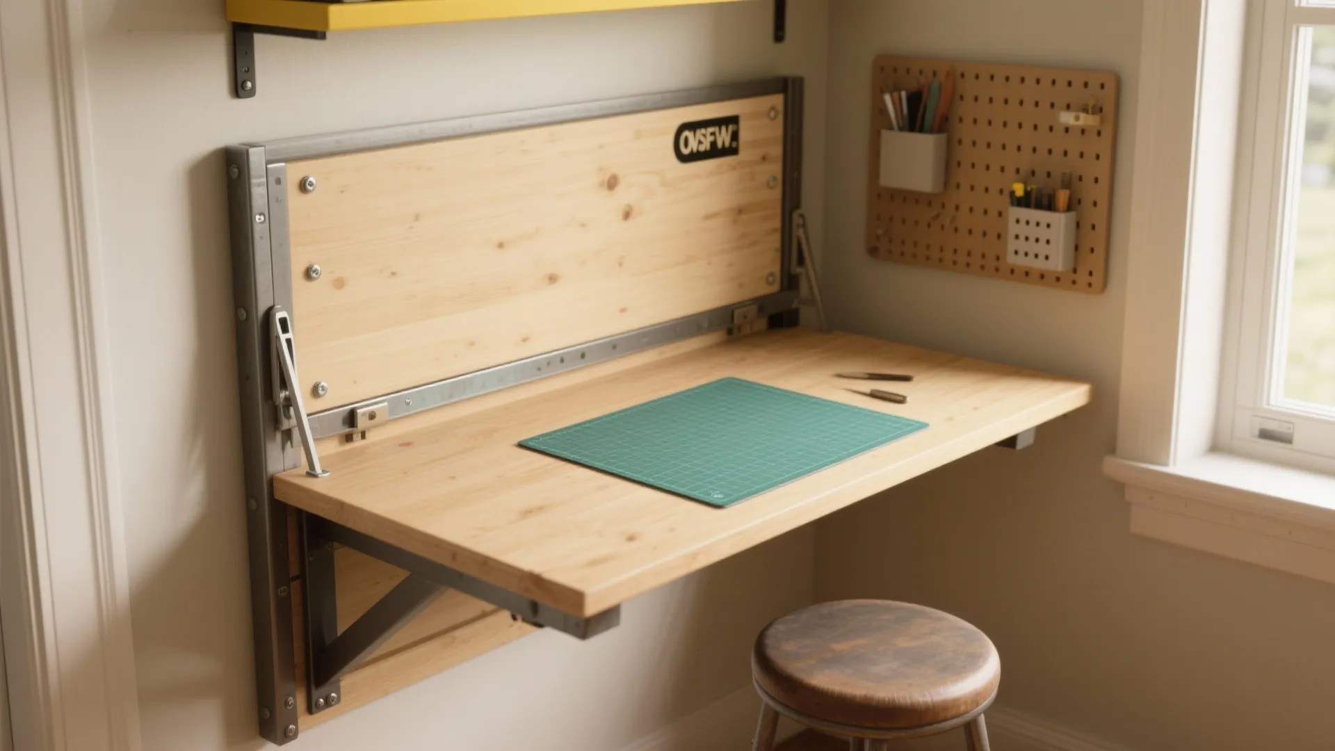 1. Fold-down wall craft table
