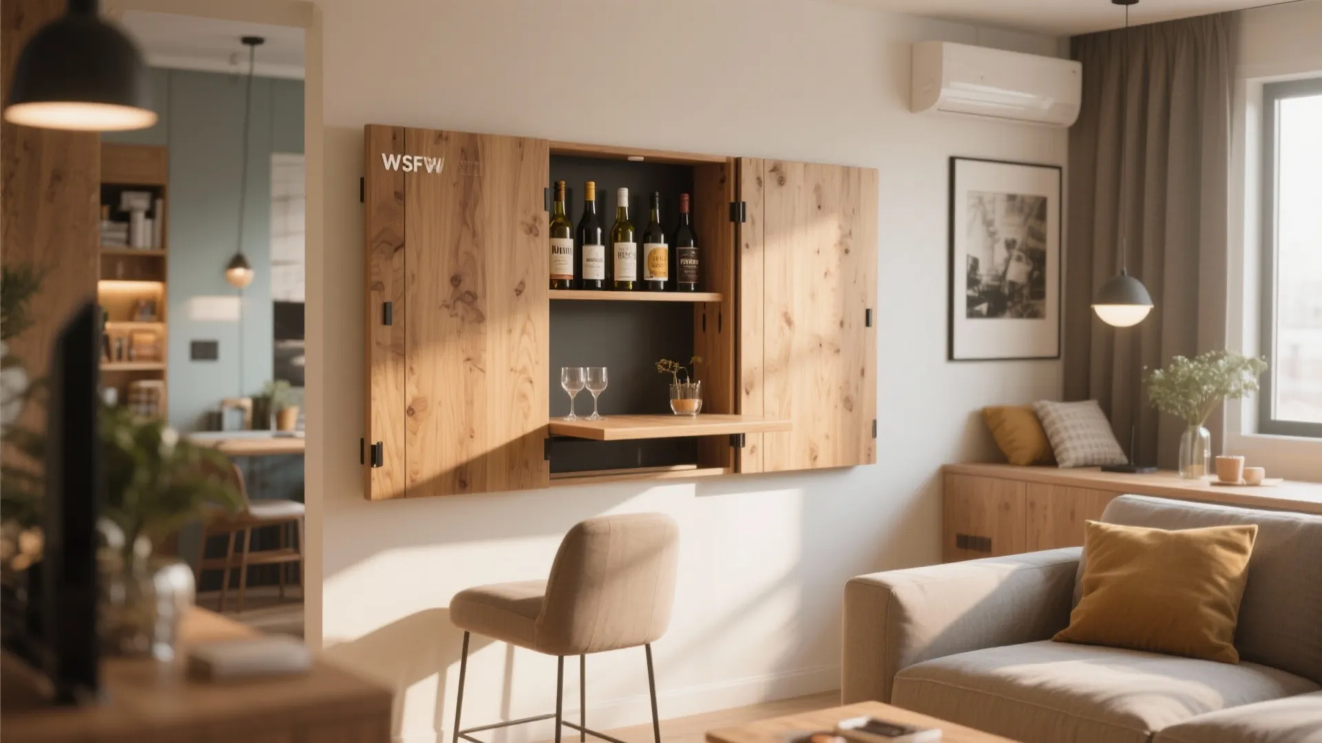 10. Fold-Down Wall Bar