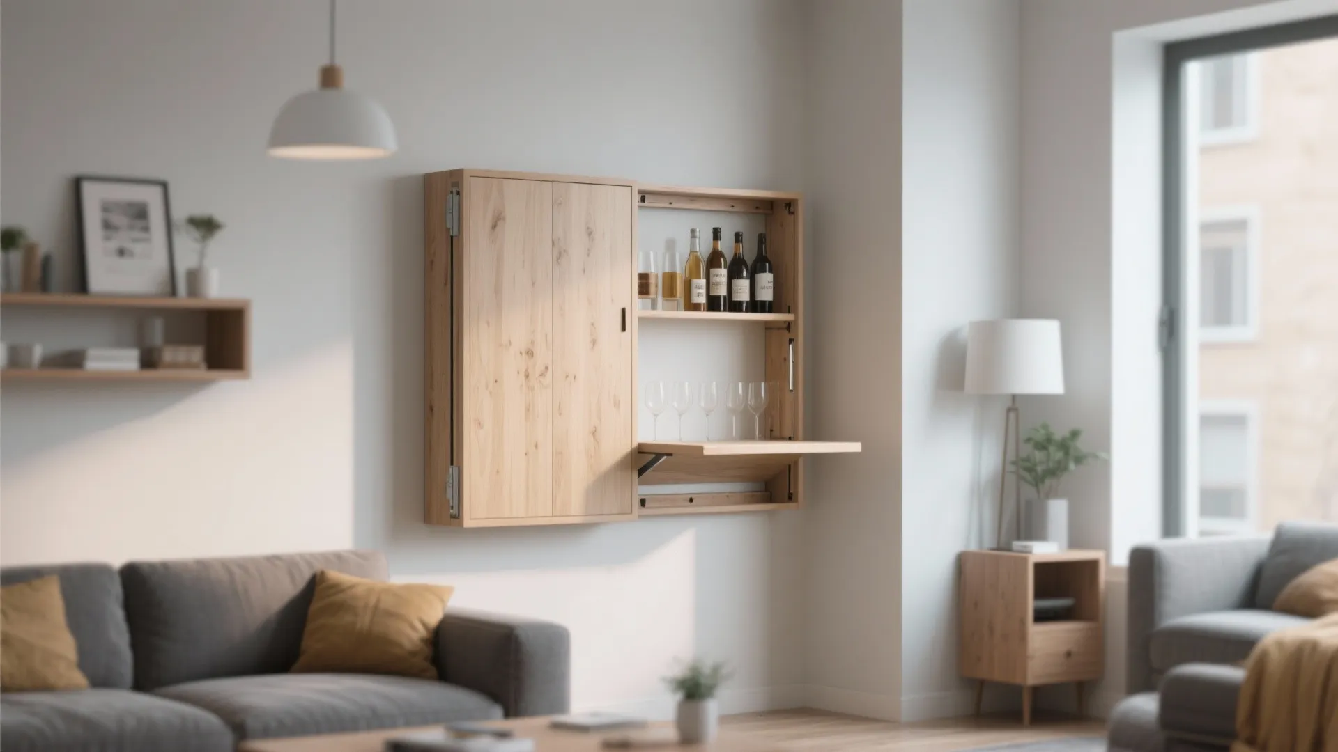 3. Fold-Down Wall Bar