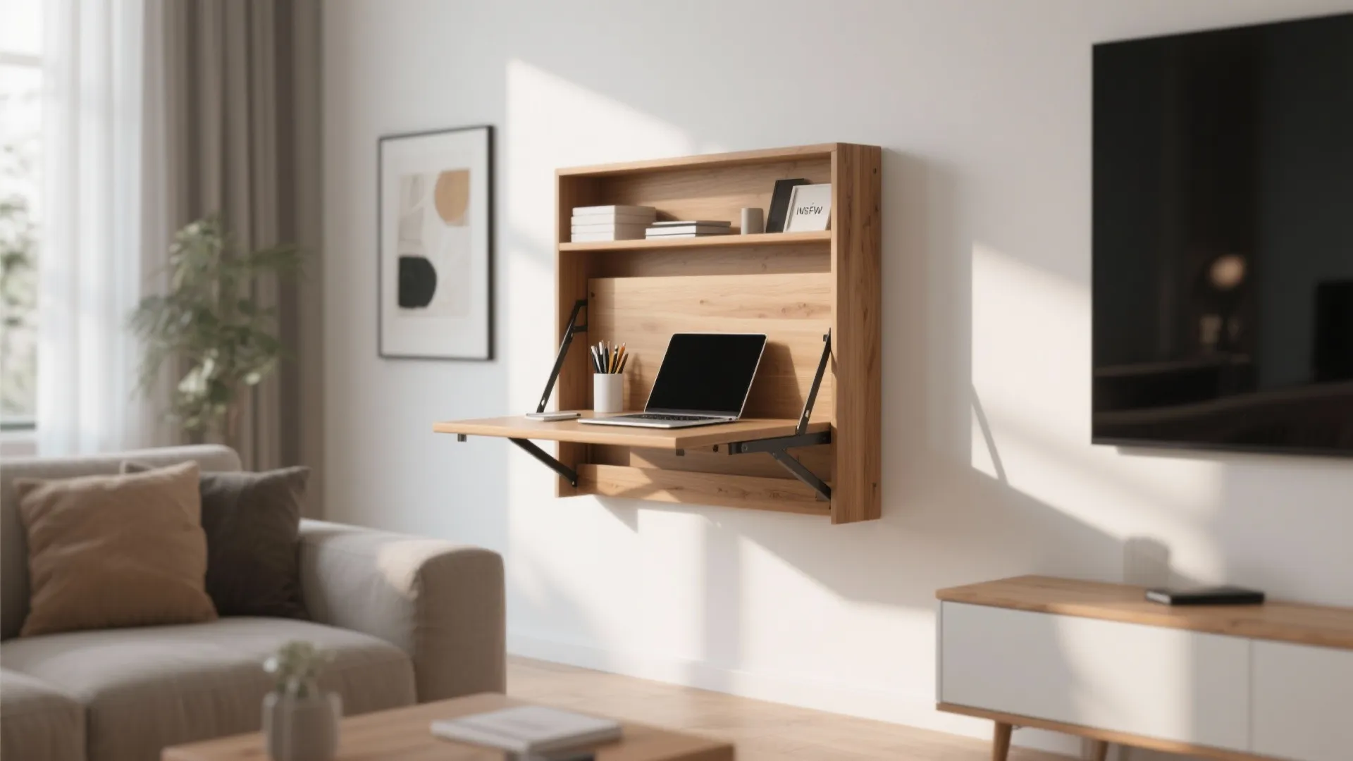 2. Fold-Down Wall Desk