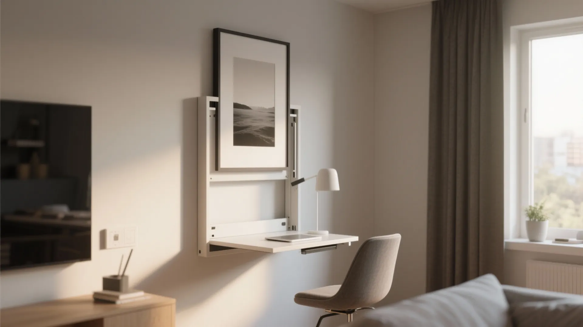 7. Fold-Down Wall Desk