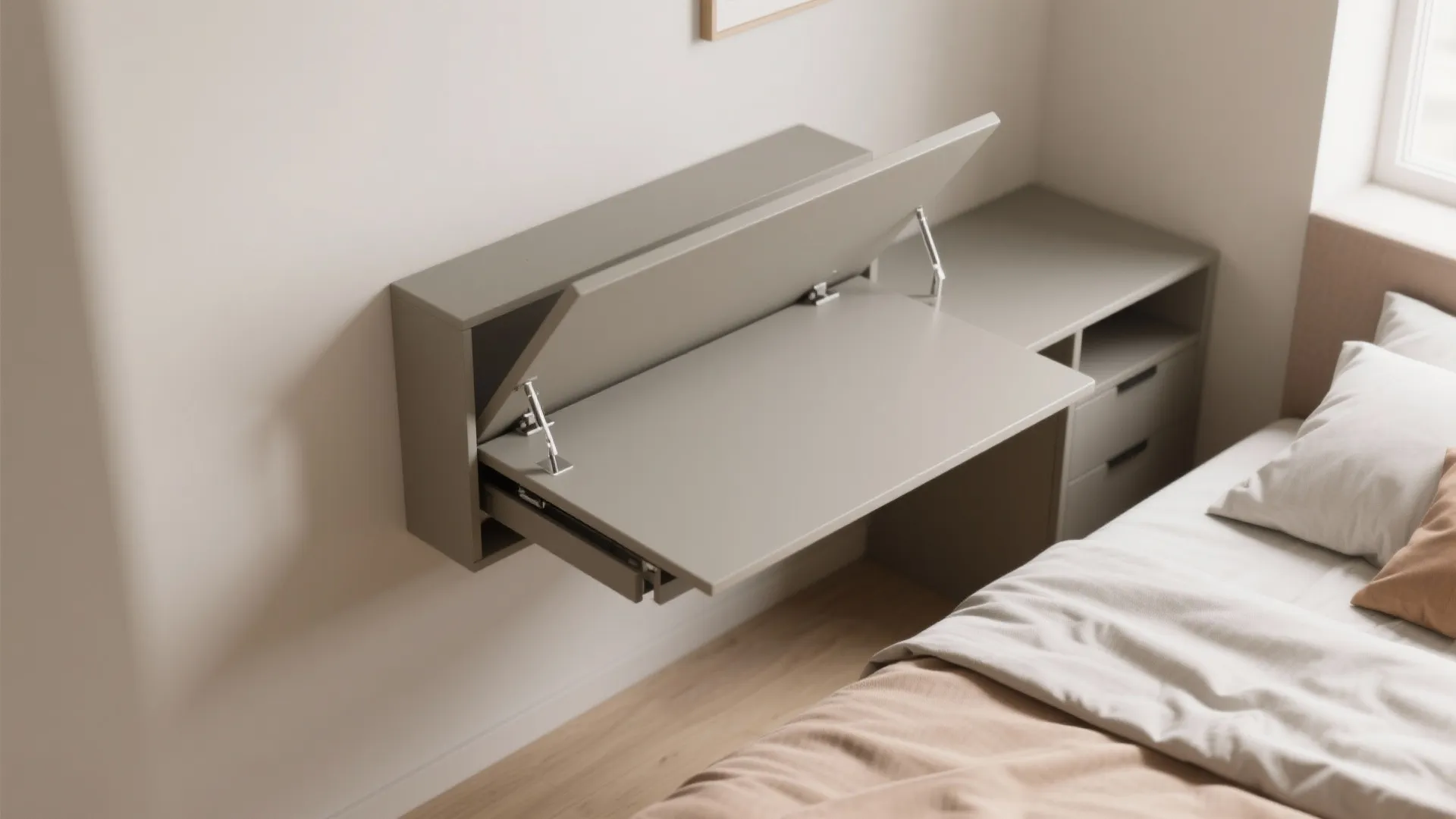 7. Fold-Down Wall Desk